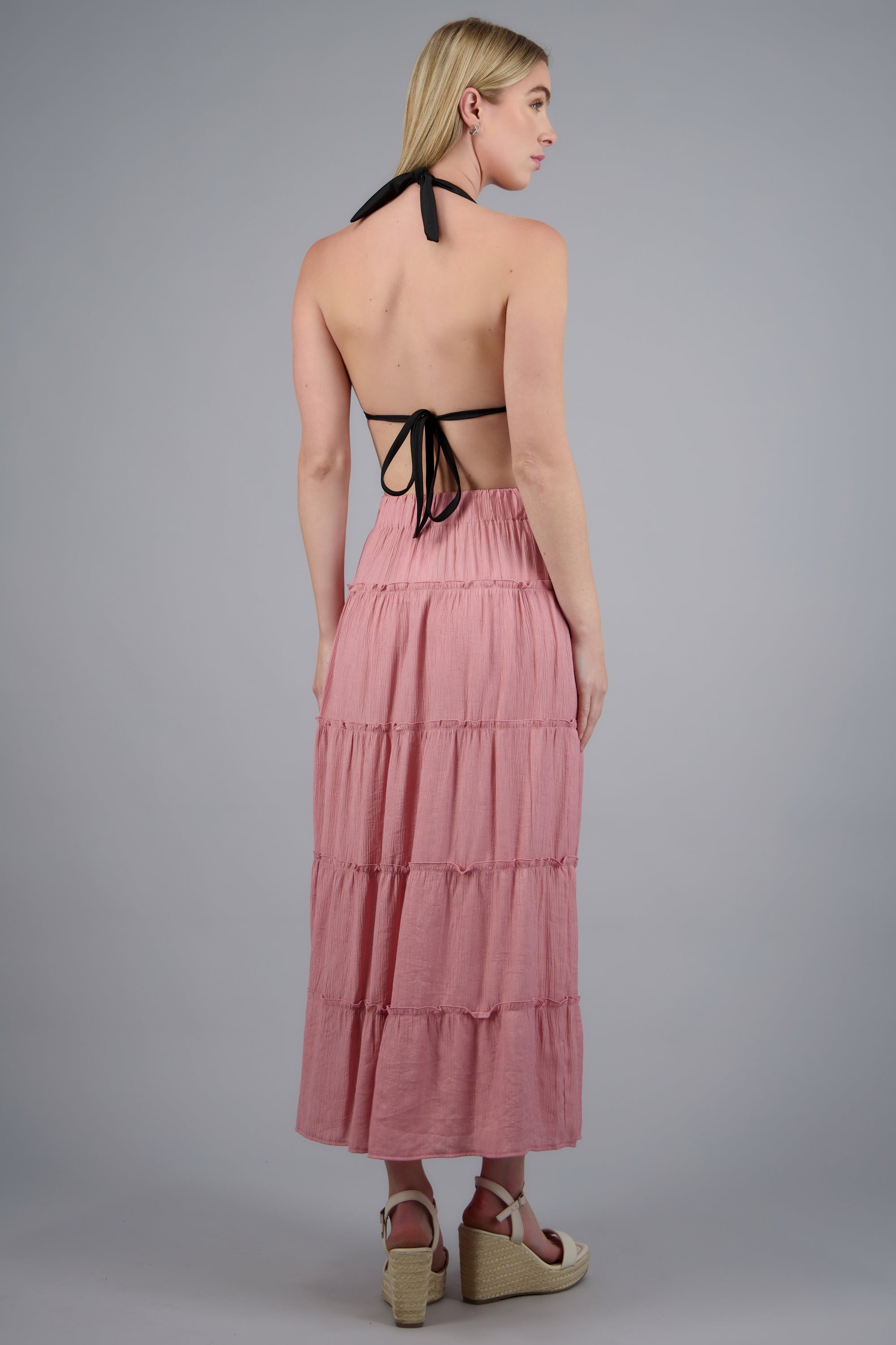 Falda midi cortes ligera ROSA