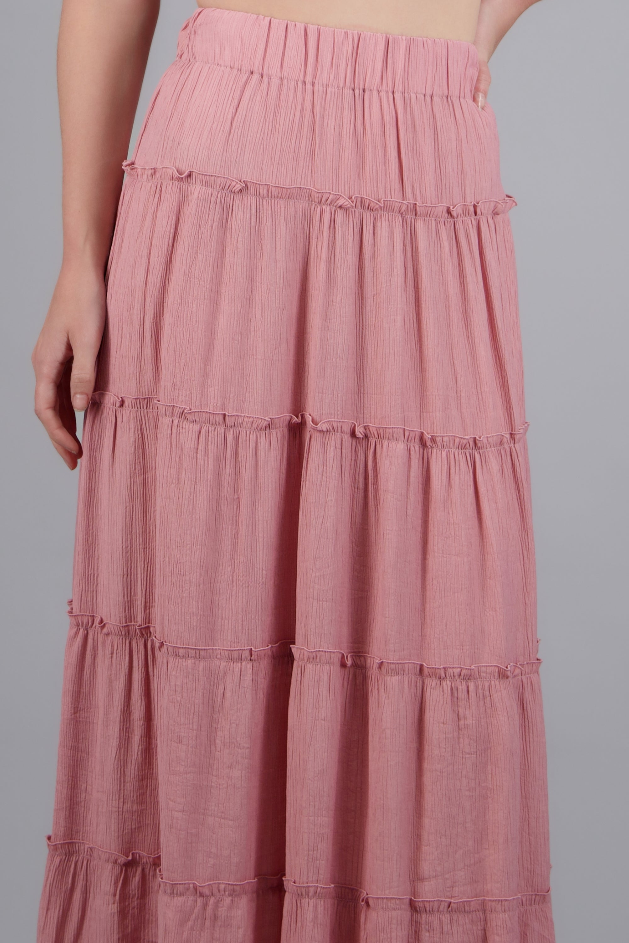 Falda midi cortes ligera ROSA