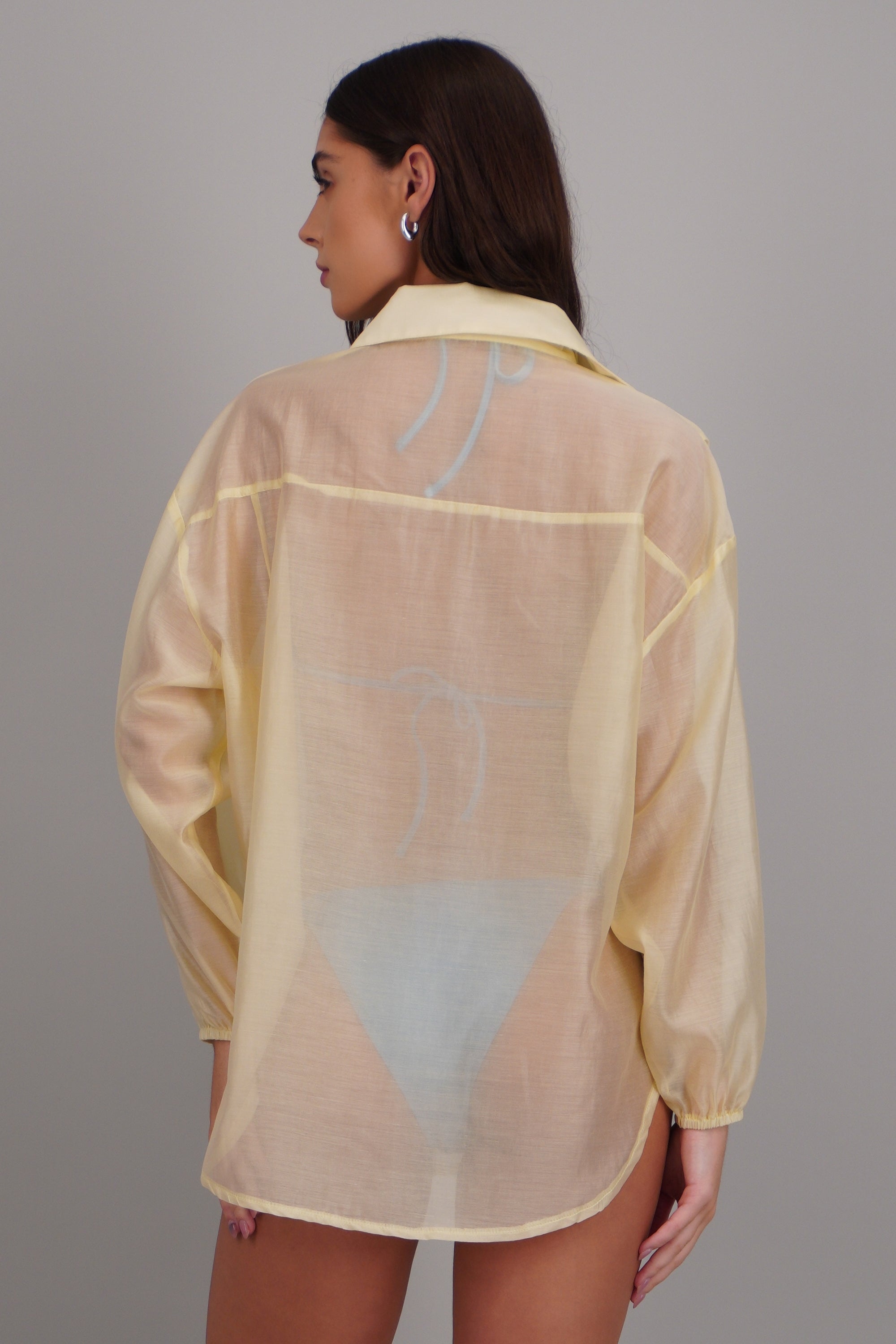 Camisa manga larga cuello AMARILLO PASTEL