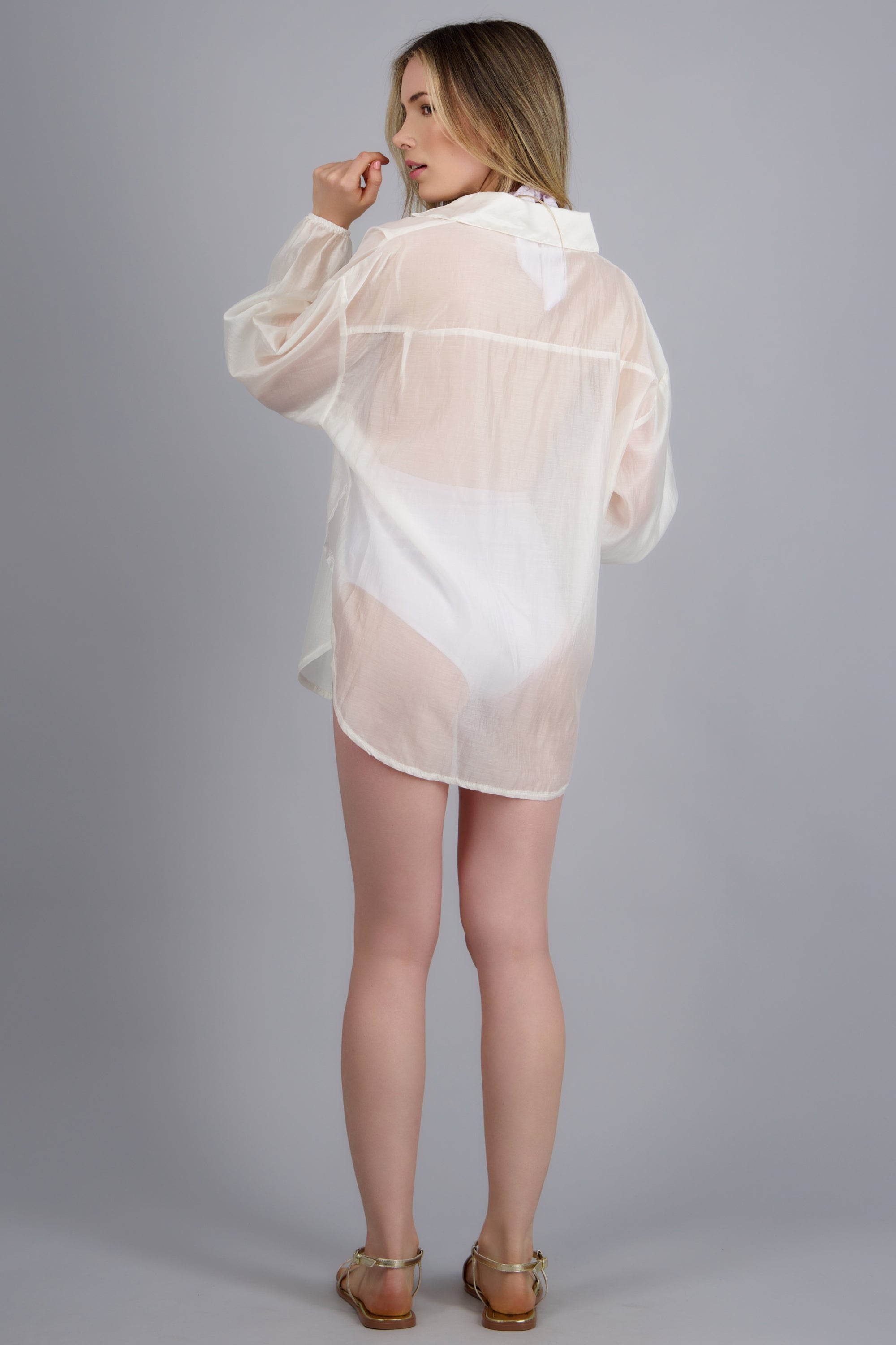 Camisa manga larga cuello BLANCO