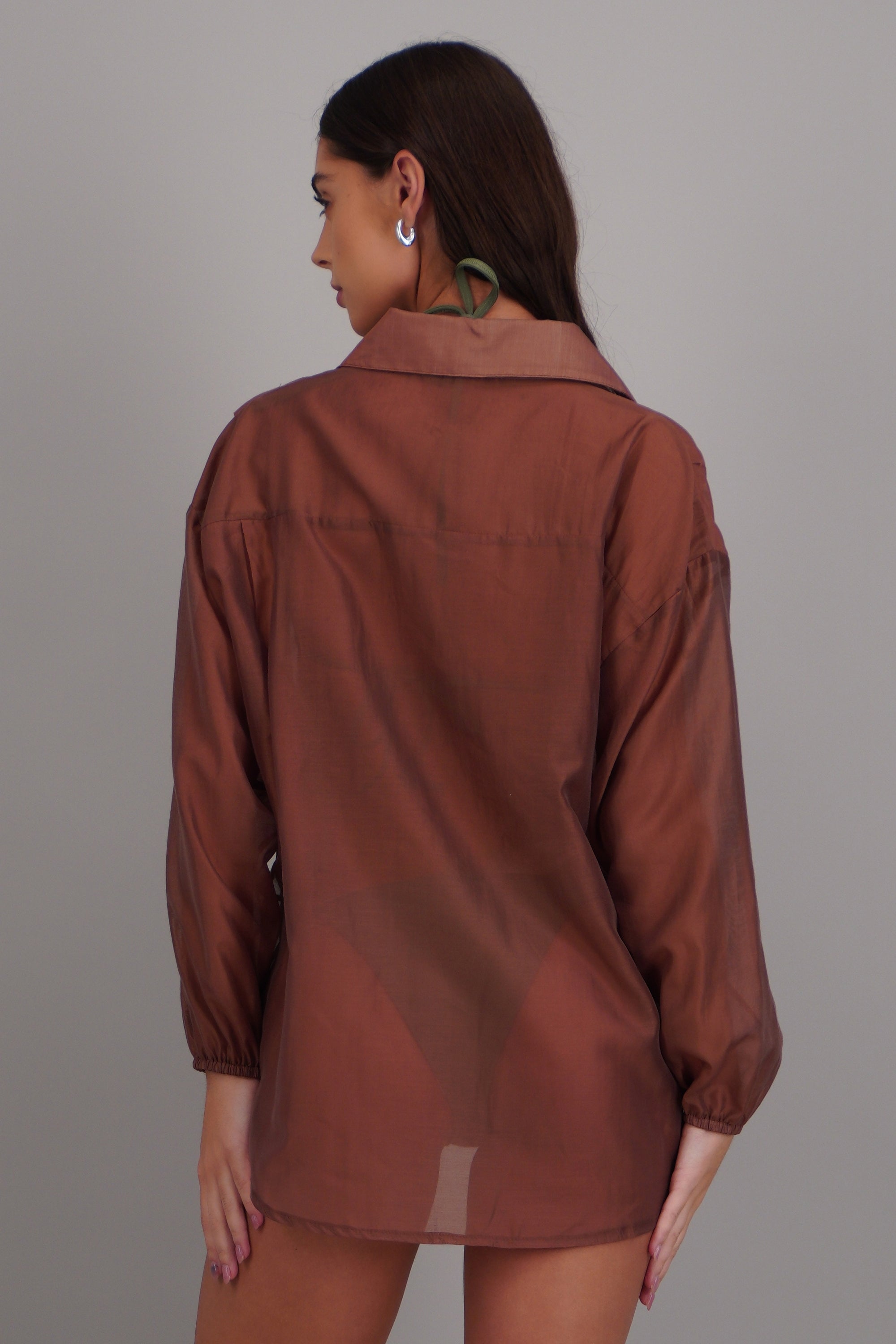 Camisa manga larga cuello CAFE