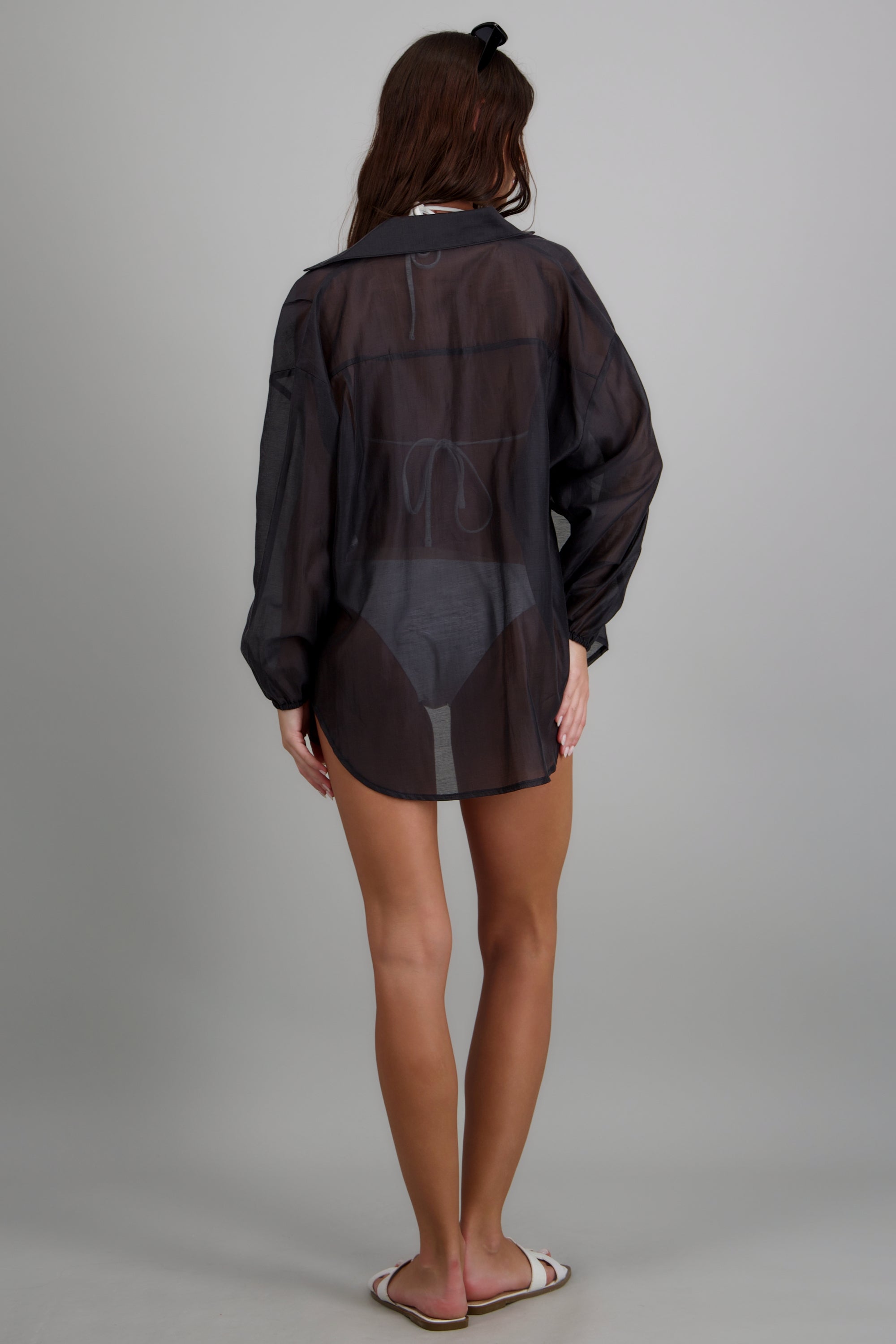 Camisa manga larga cuello NEGRO