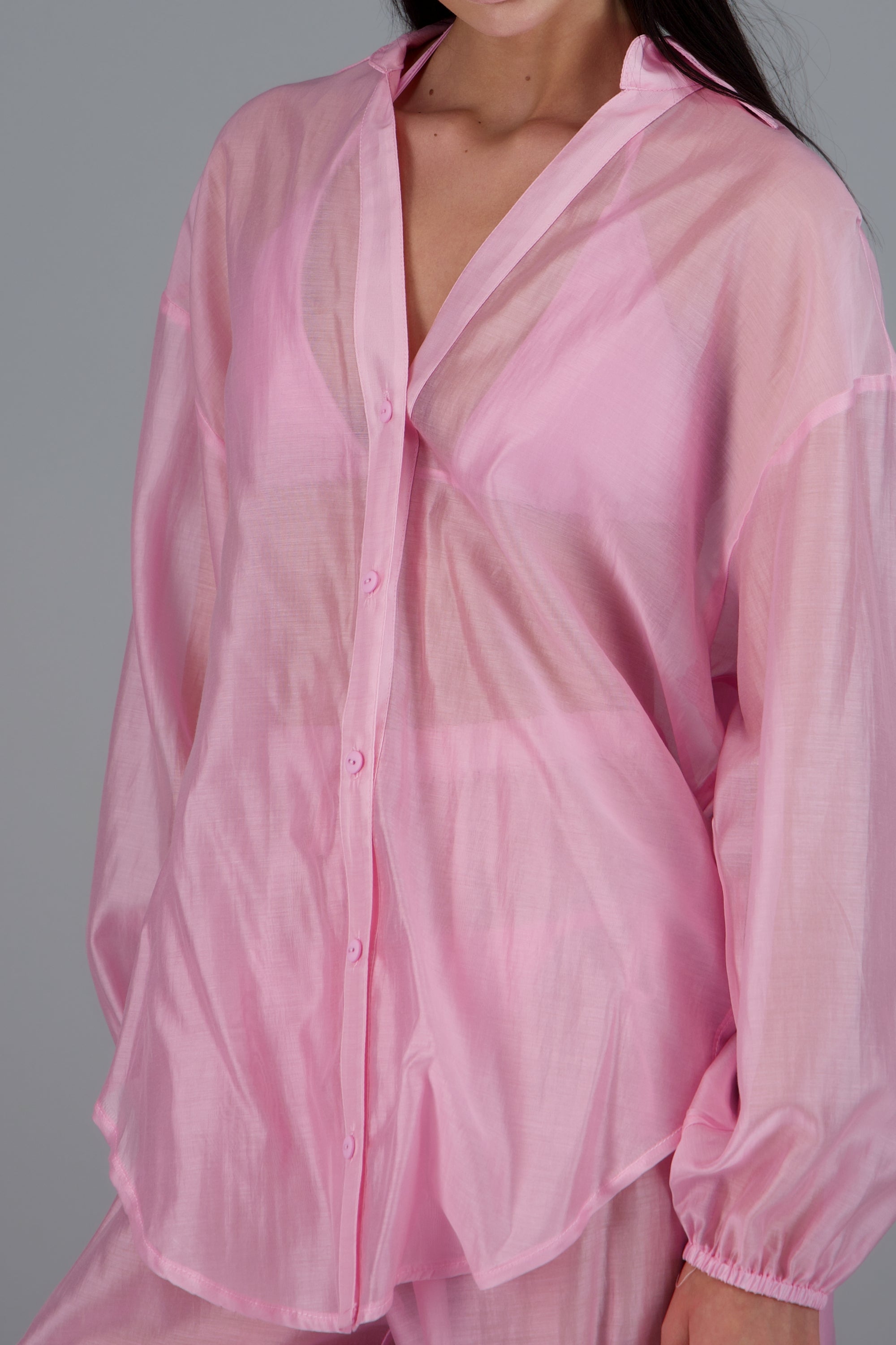 Camisa manga larga cuello ROSA
