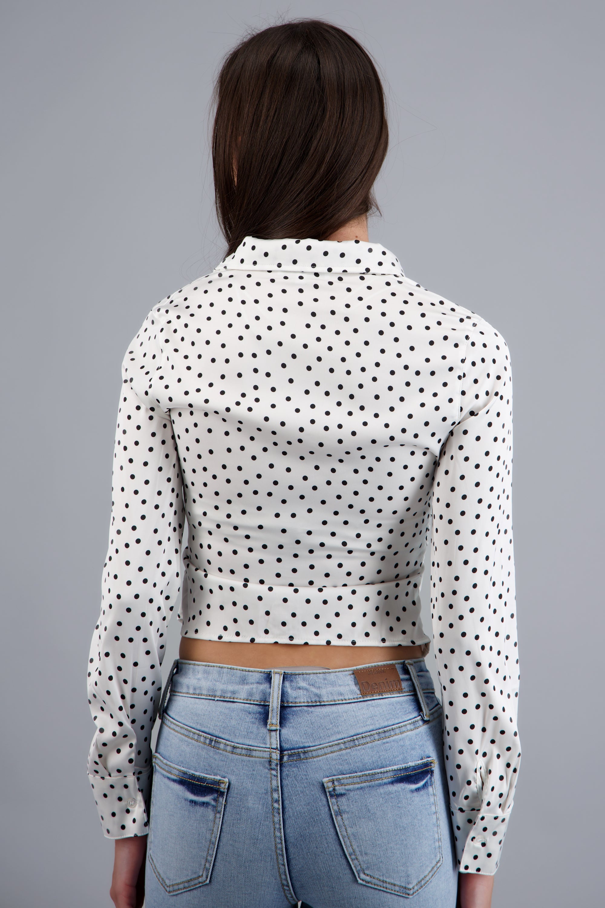 BLUSA SATINADA POLKA DOTS BLANCO COMBO
