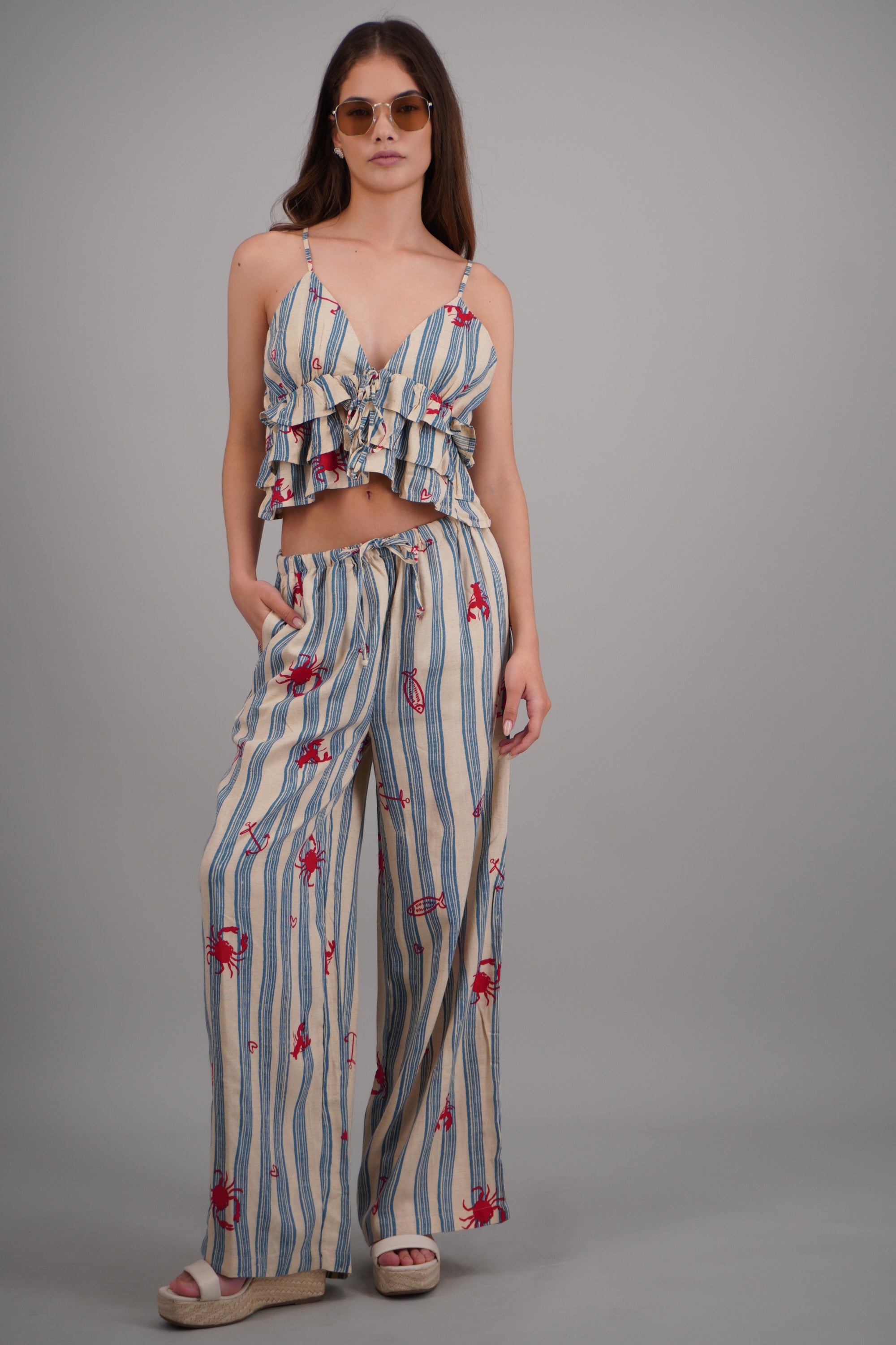 Pantalon rayas estampado MENTA COMBO