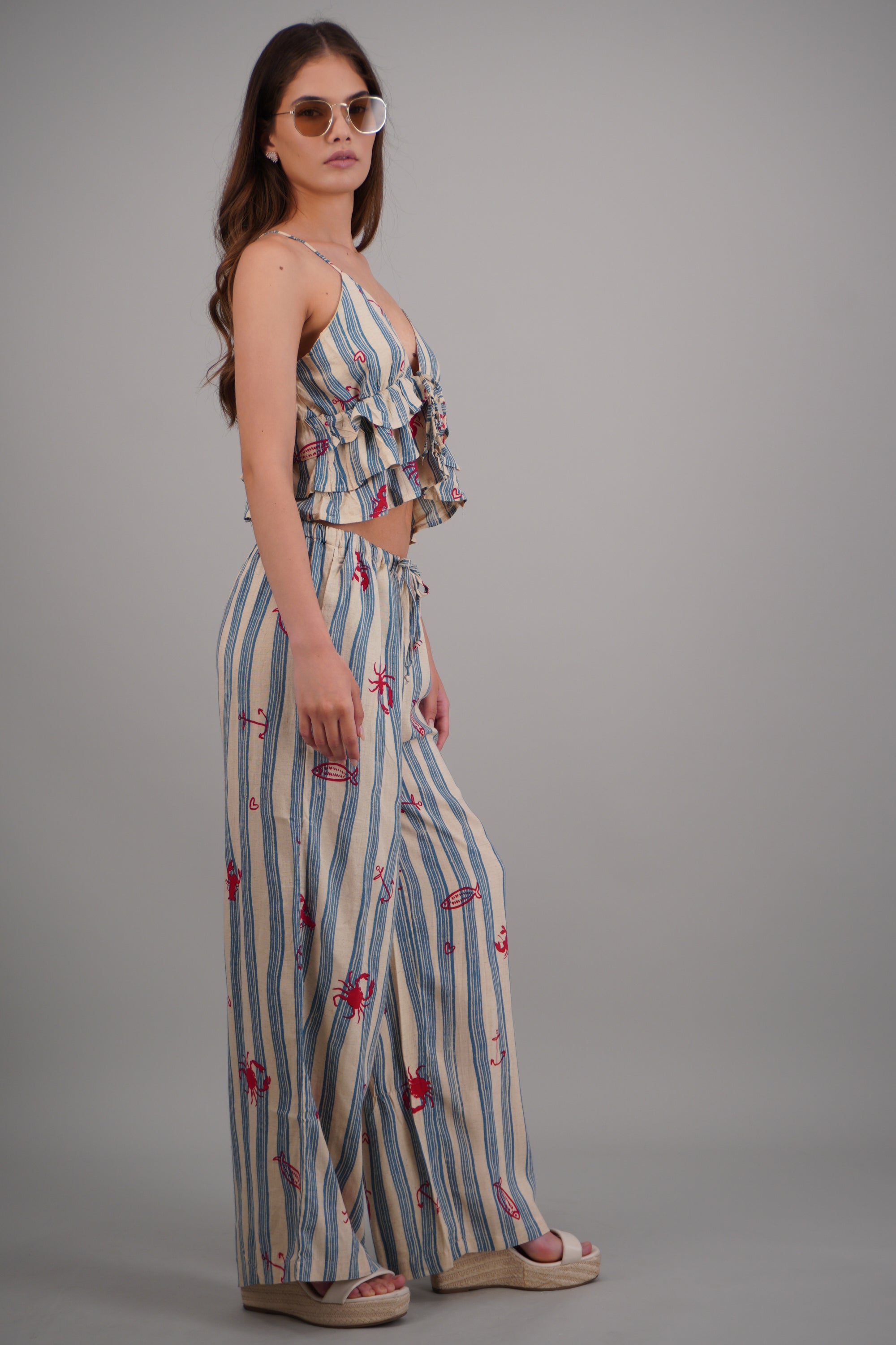 Pantalon rayas estampado MENTA COMBO