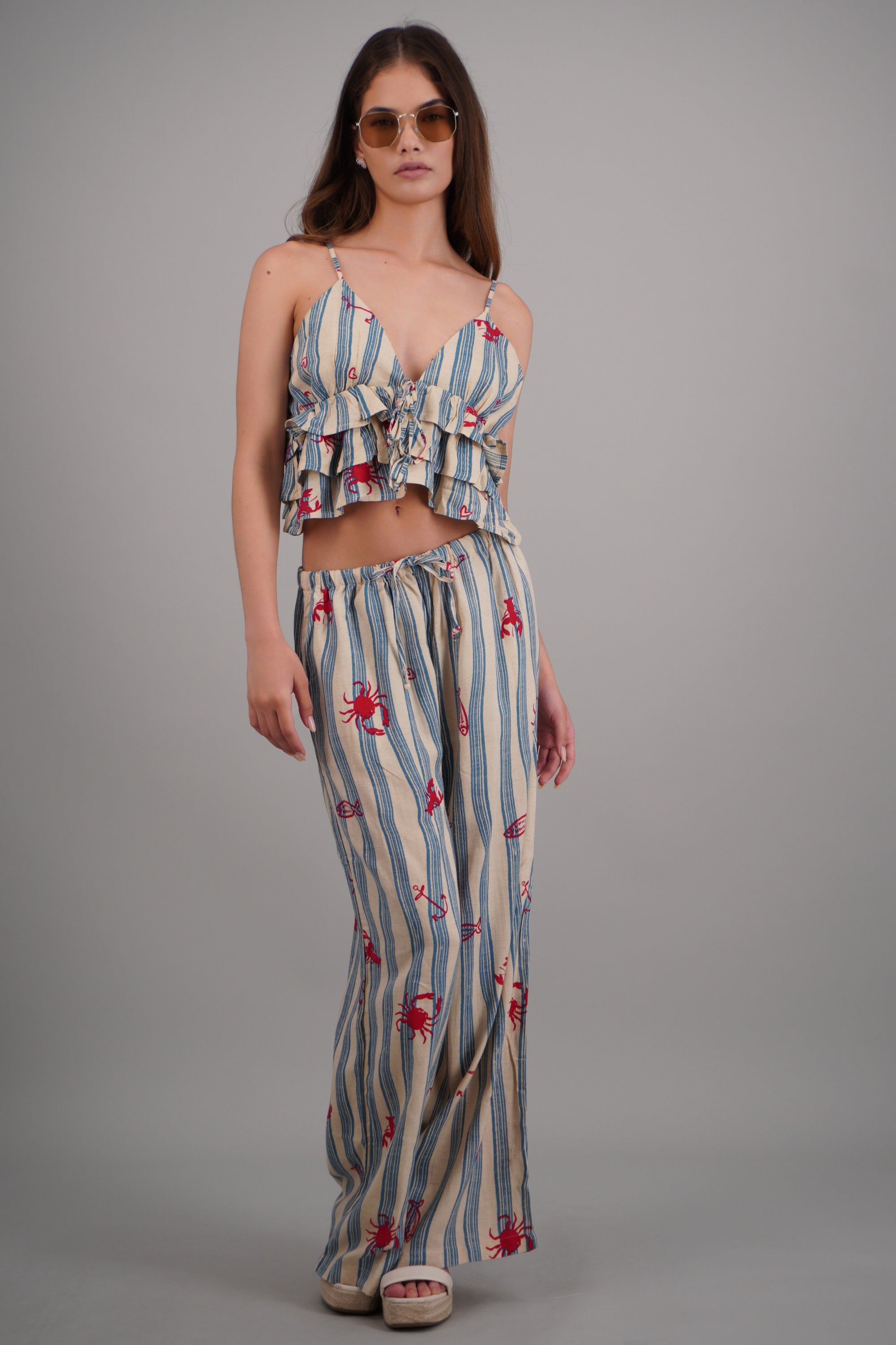 Pantalon rayas estampado MENTA COMBO