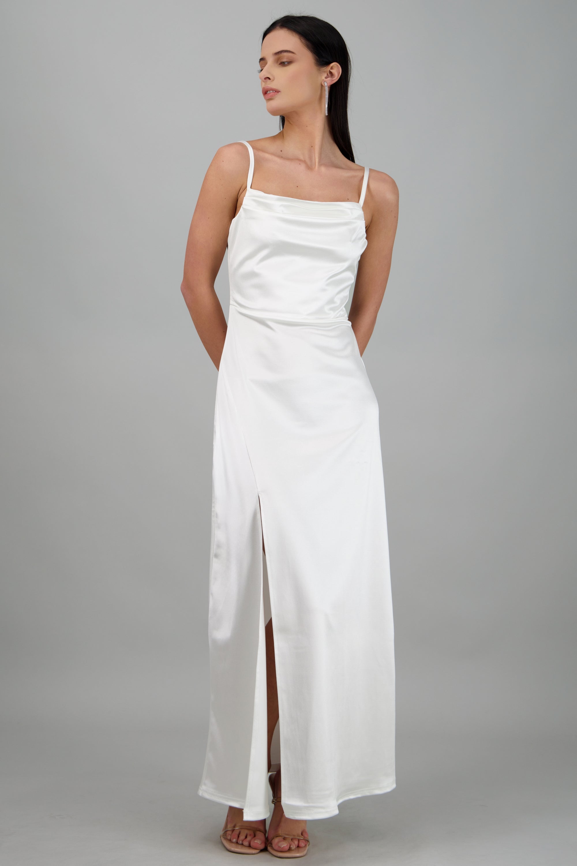 Vestido maxi satin espalda abierta BLANCO