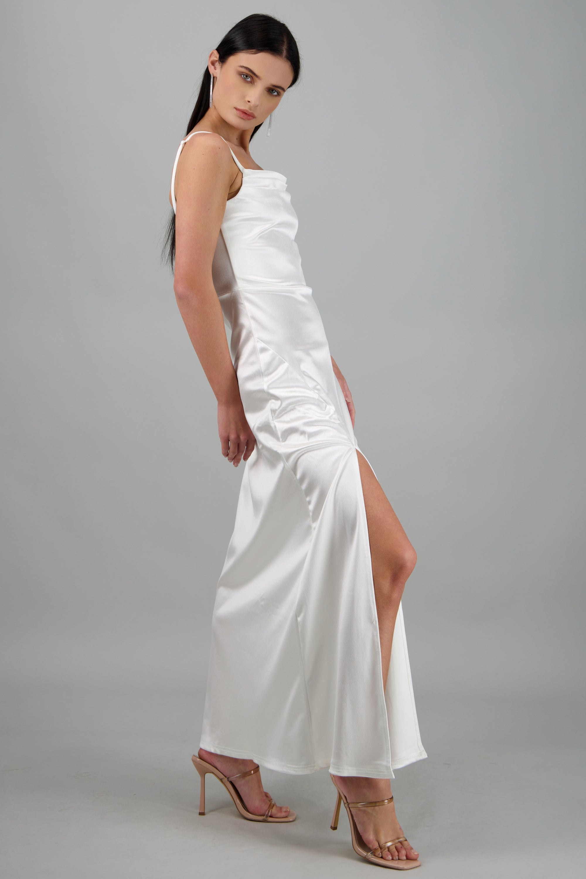 Vestido maxi satin espalda abierta BLANCO