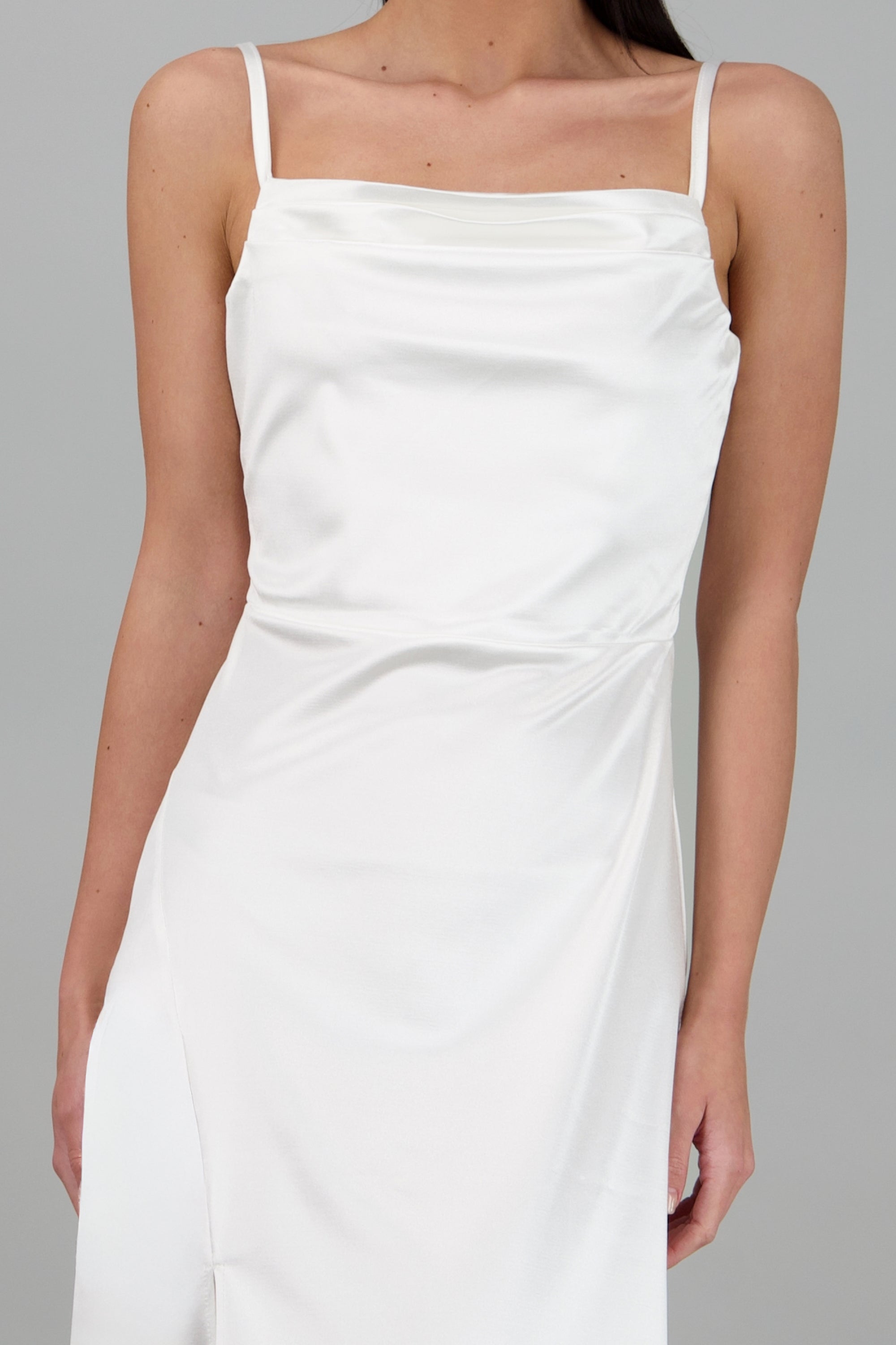 Vestido maxi satin espalda abierta BLANCO