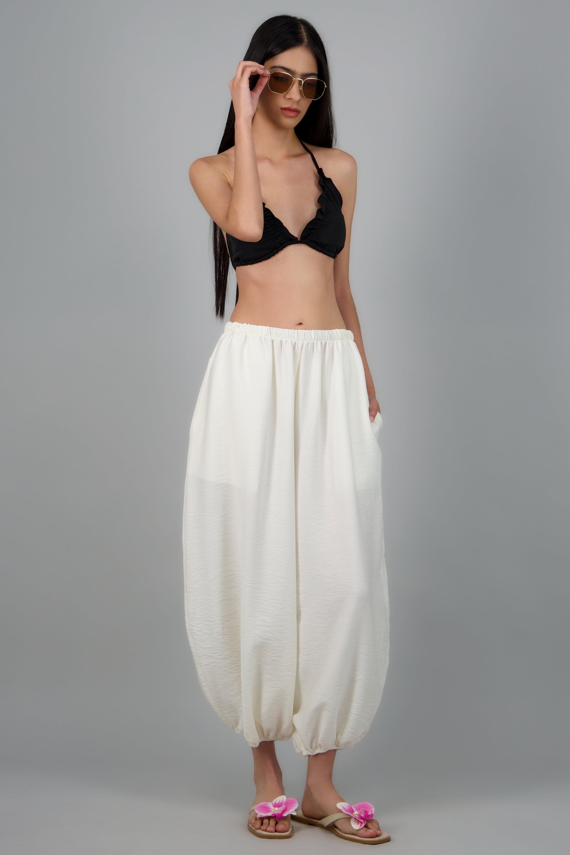 Pantalon resorte tobillo BLANCO