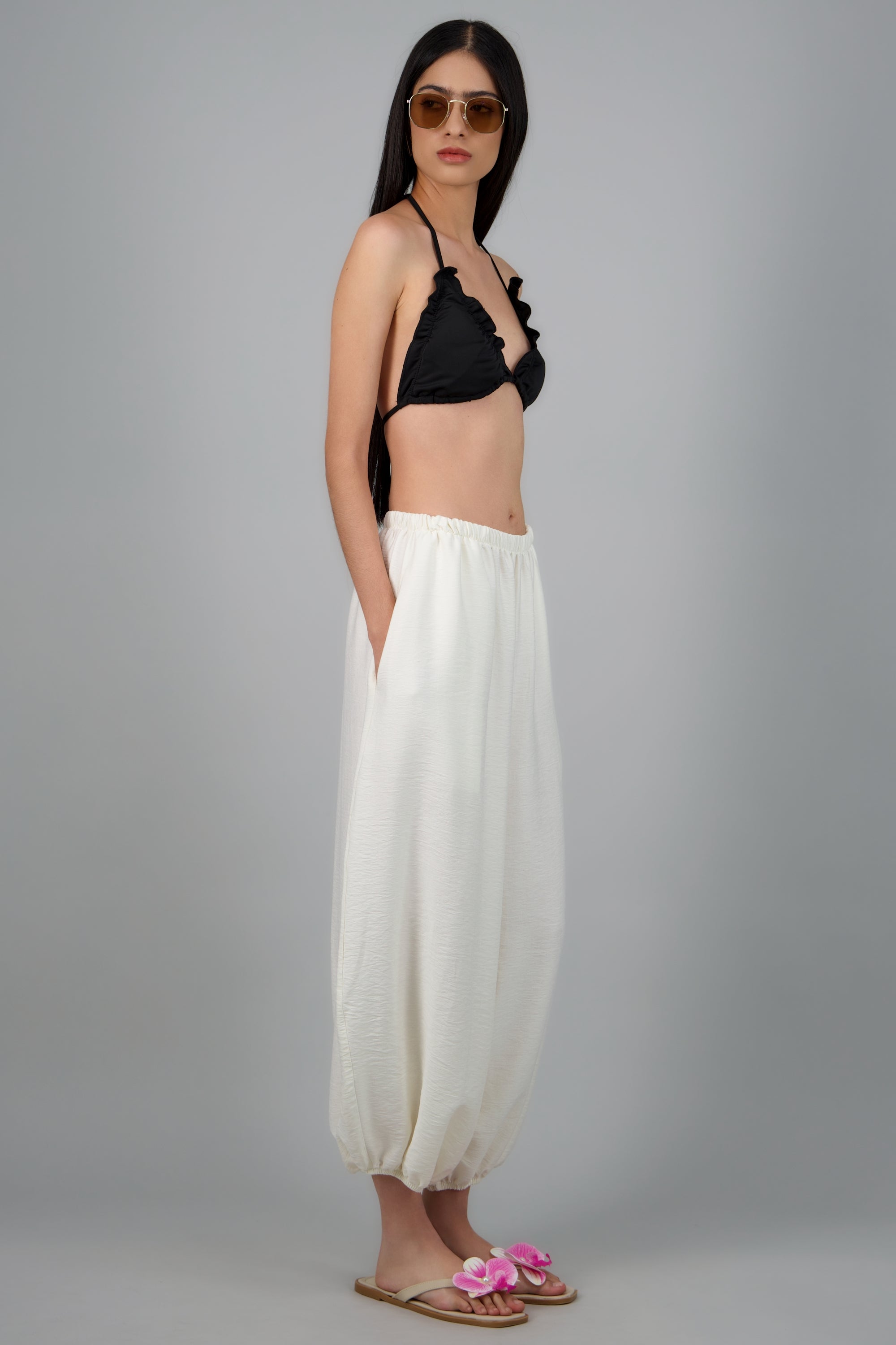 Pantalon resorte tobillo BLANCO
