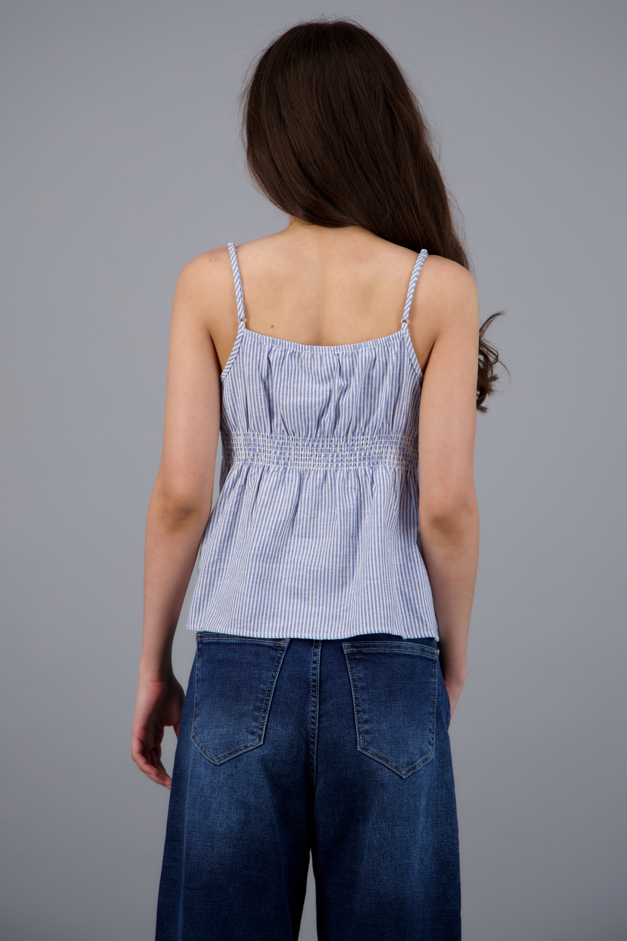Top escote detalle rayas AZUL COMBO
