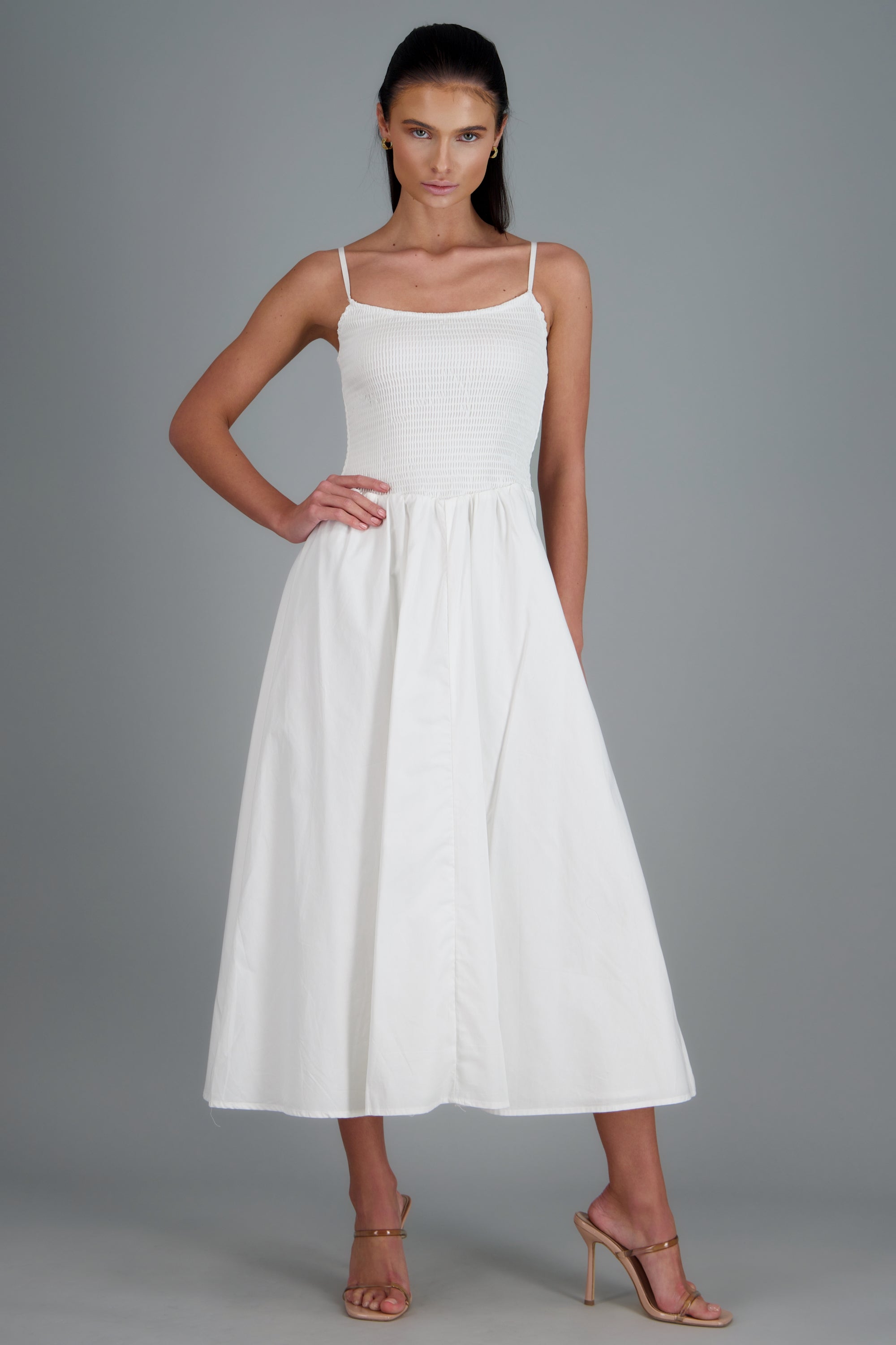 Vestido falda popelina BLANCO