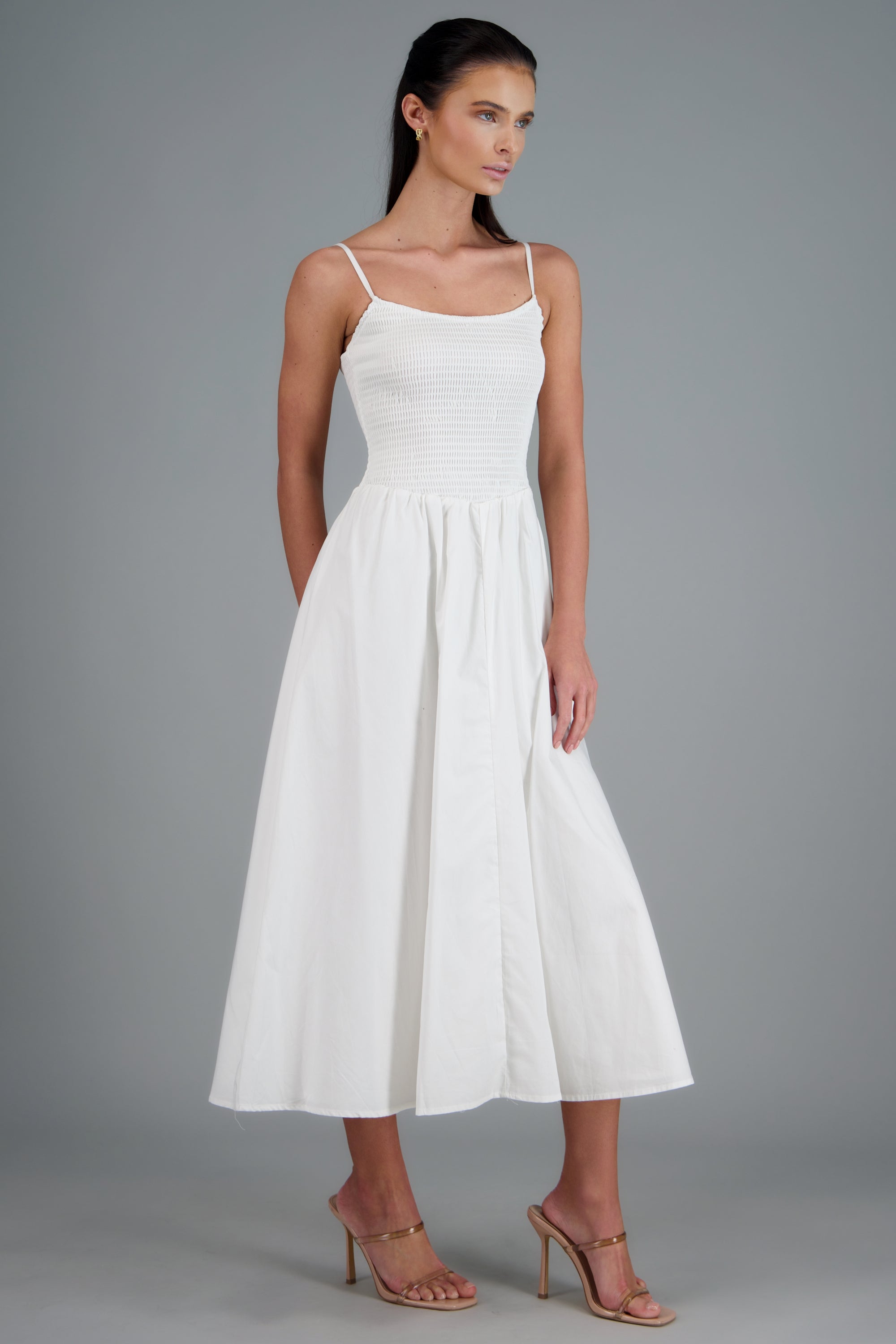 Vestido falda popelina BLANCO