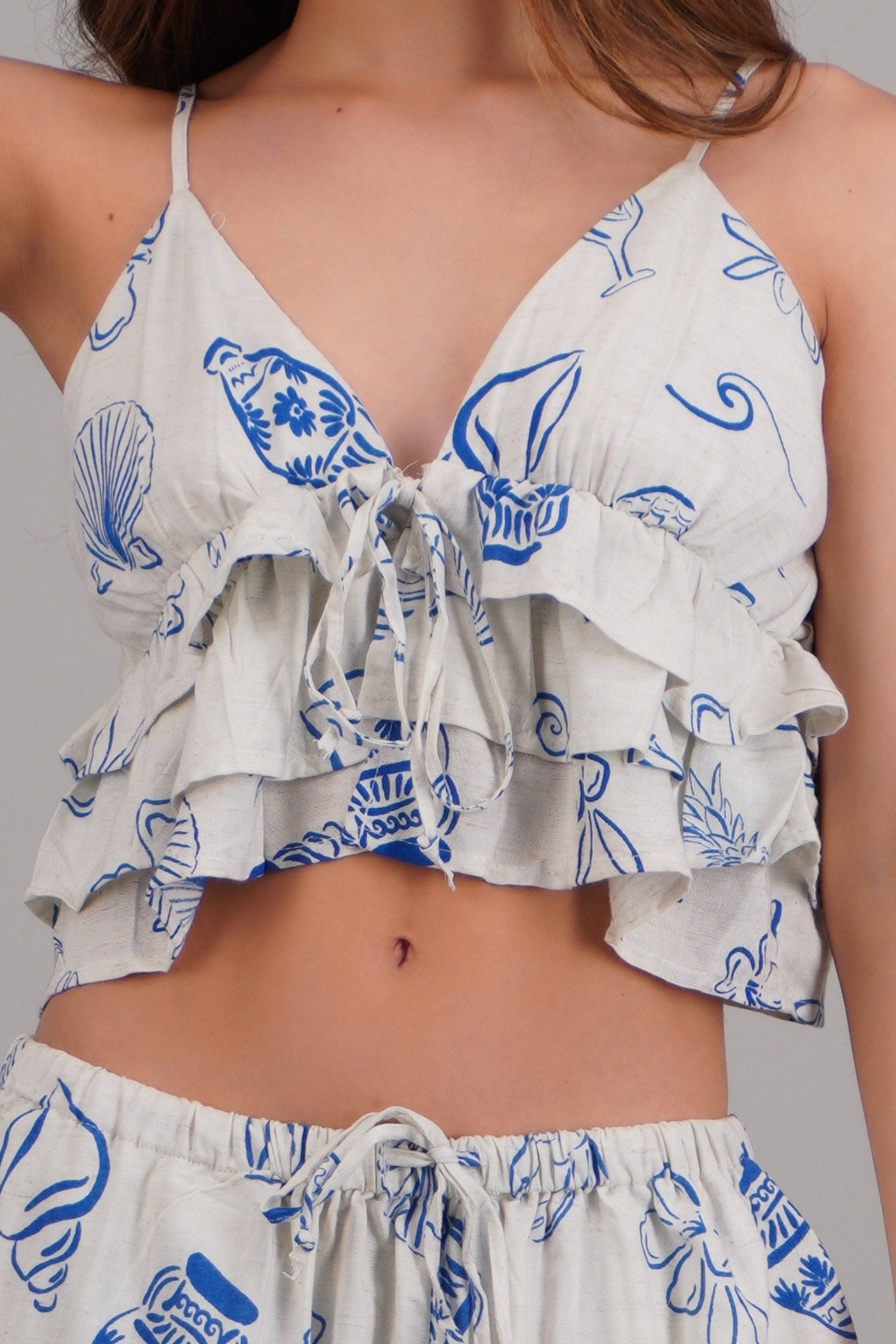 Blusa peplum olanes estampado AZUL COMBO