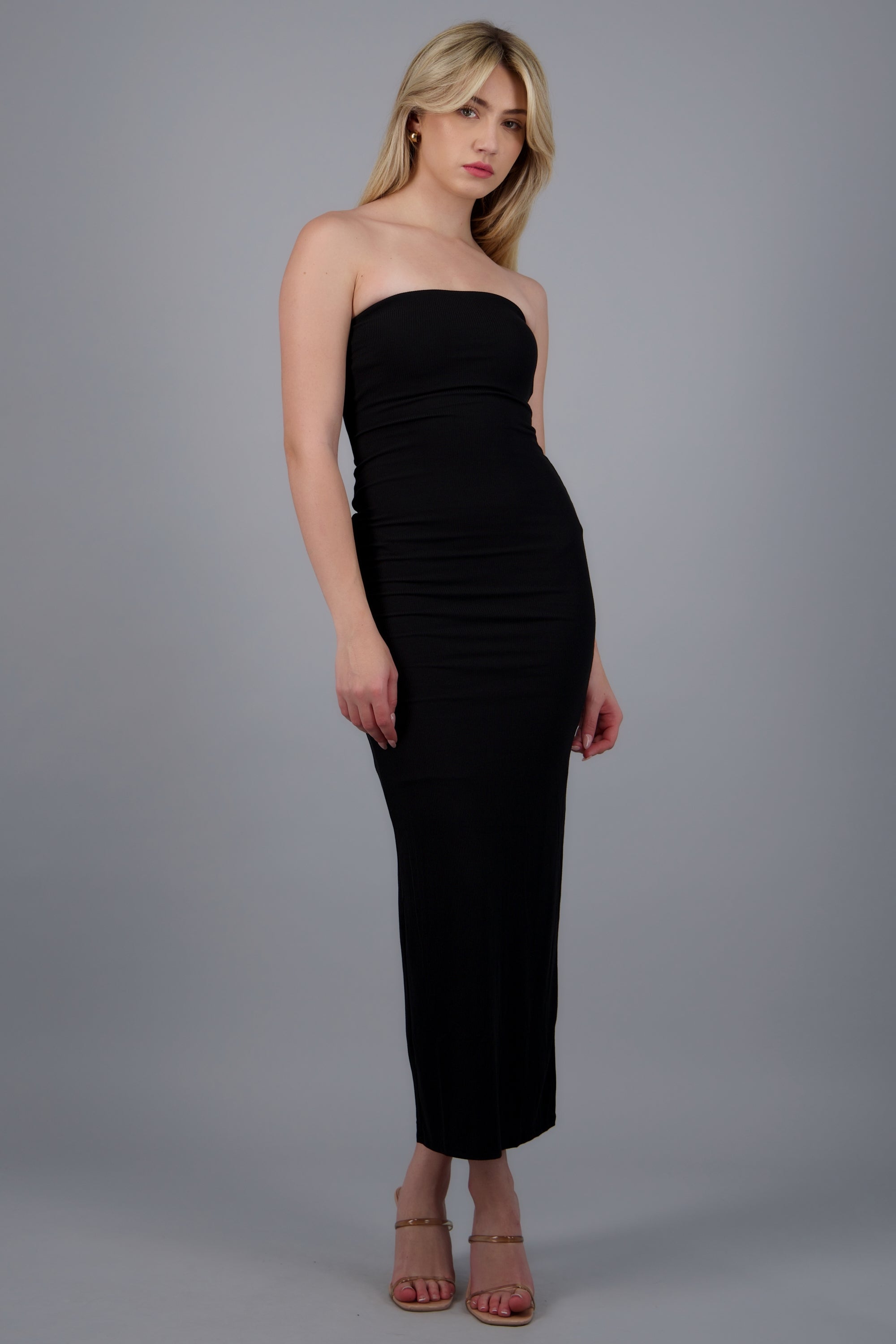 Vestido largo detalle abertura trasera NEGRO