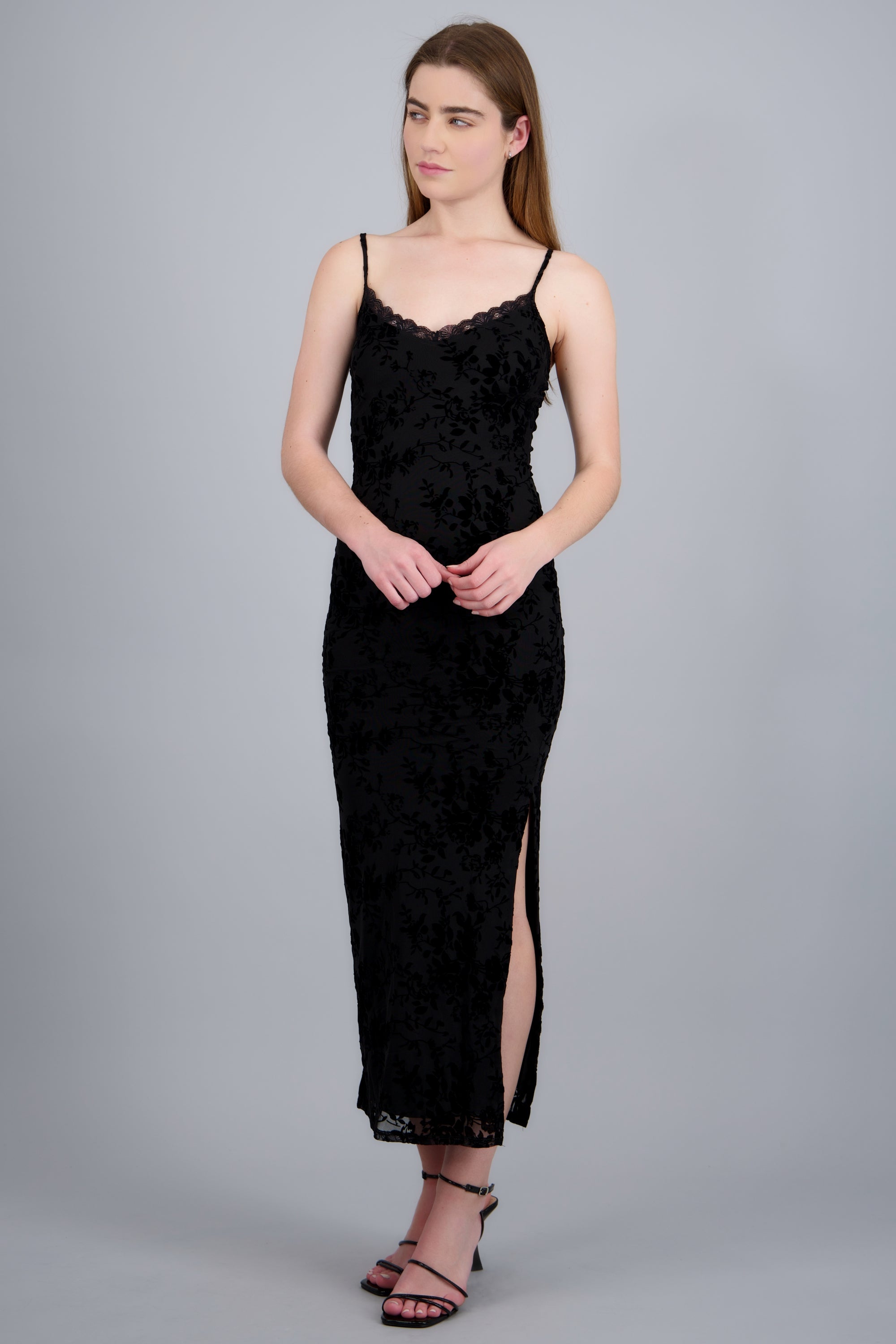Vestido mesh flok flores NEGRO