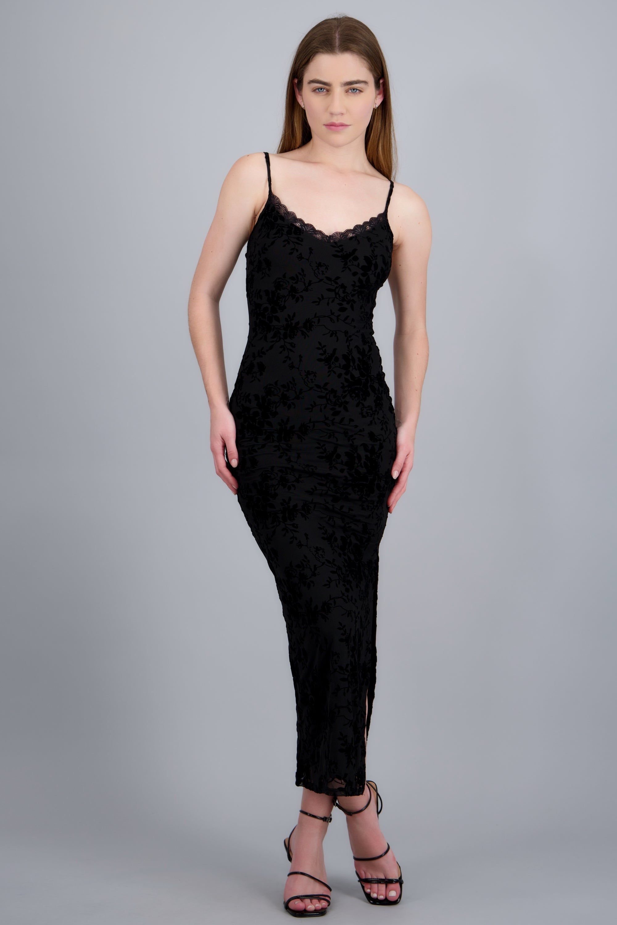 Vestido mesh flok flores NEGRO