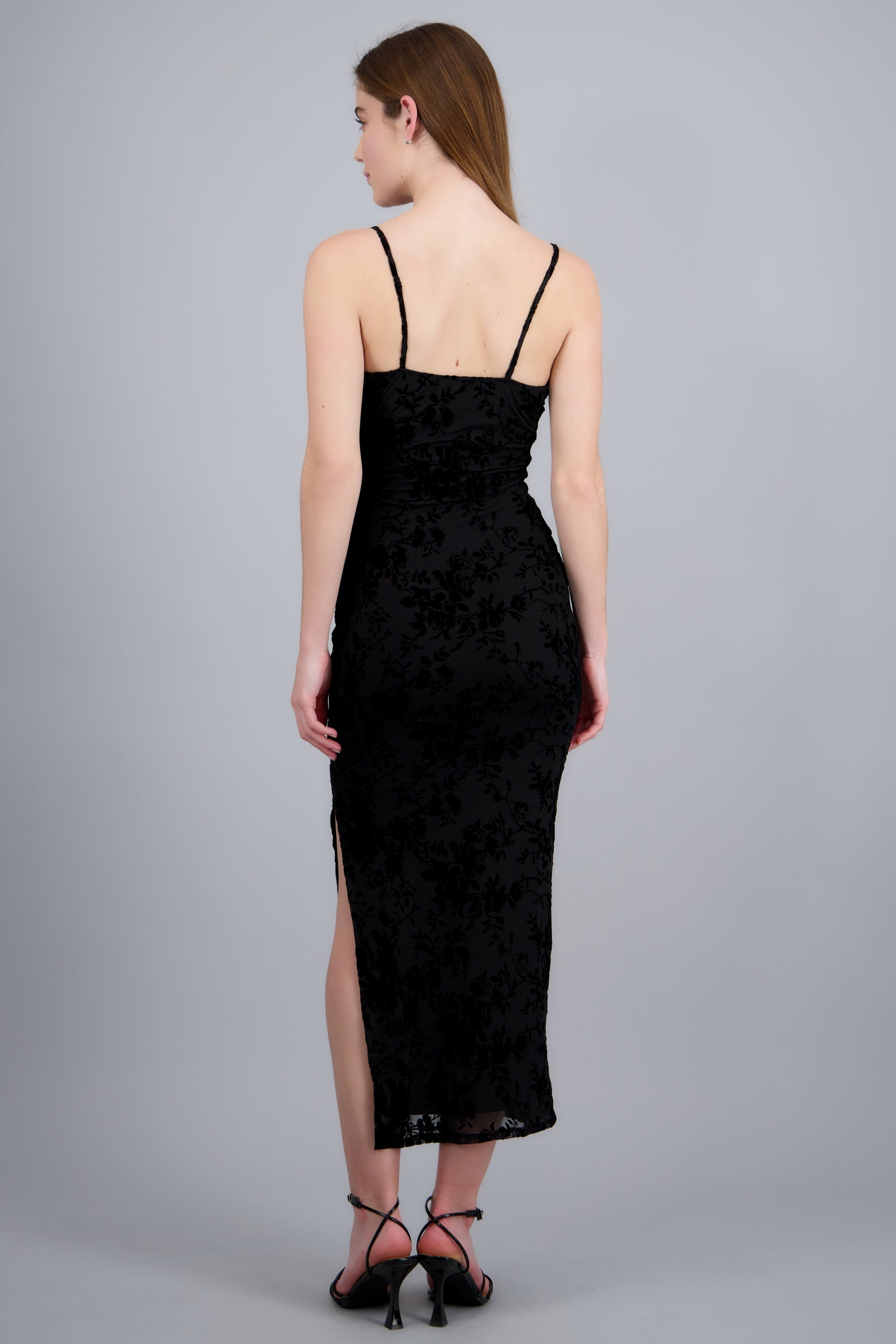 Vestido mesh flok flores NEGRO
