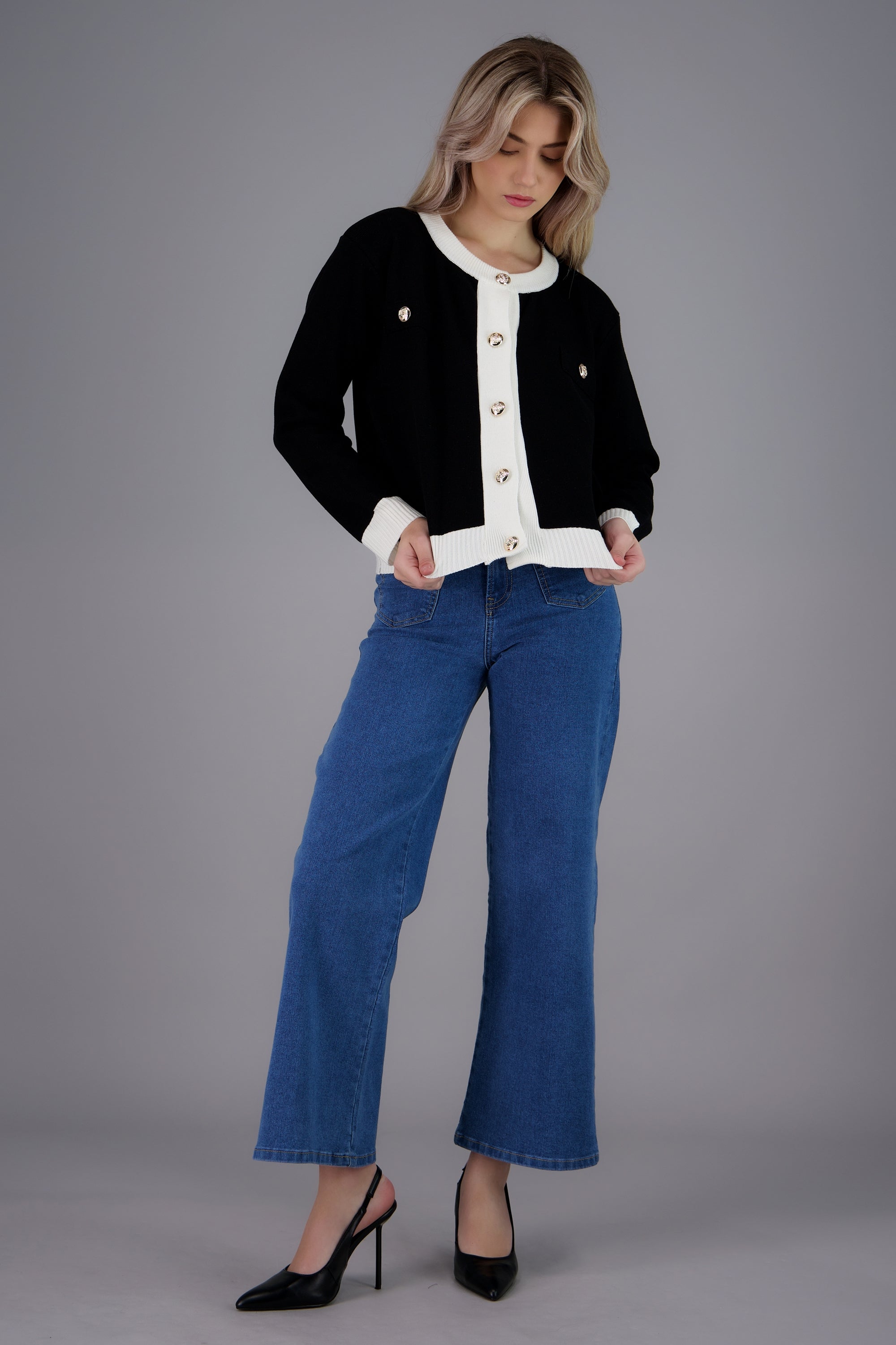 suéter punto border combinados NEGRO COMBO