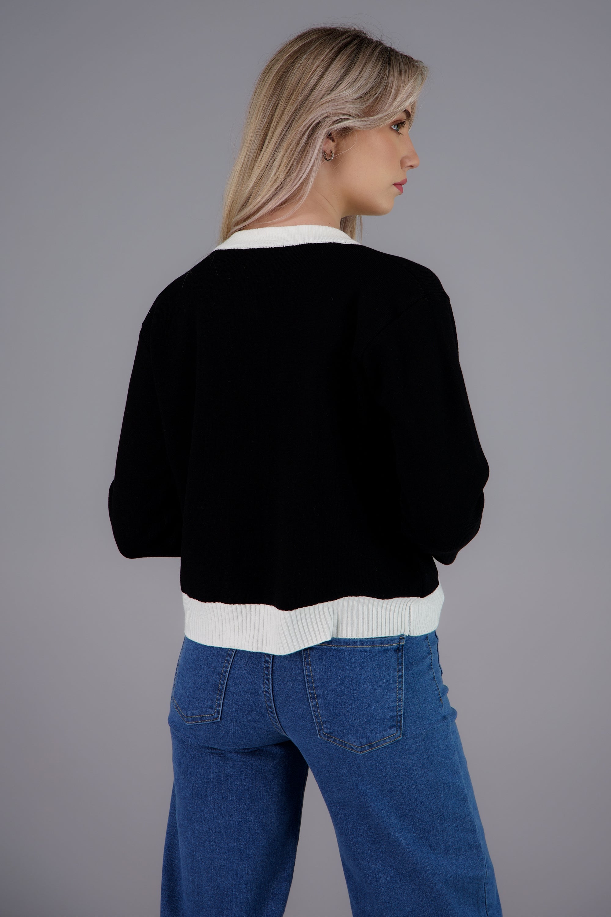 suéter punto border combinados NEGRO COMBO