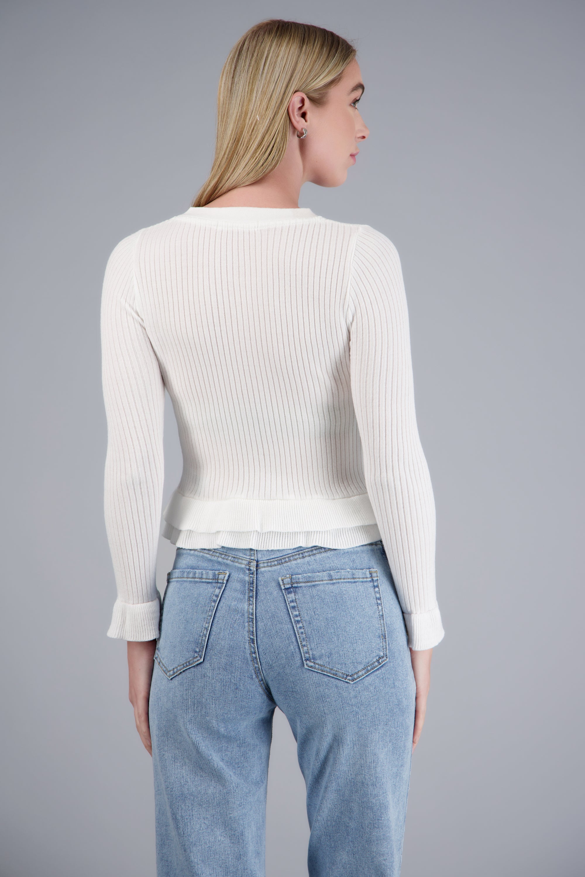 CARDIGAN LIGERO DET OLANES KNI BLANCO