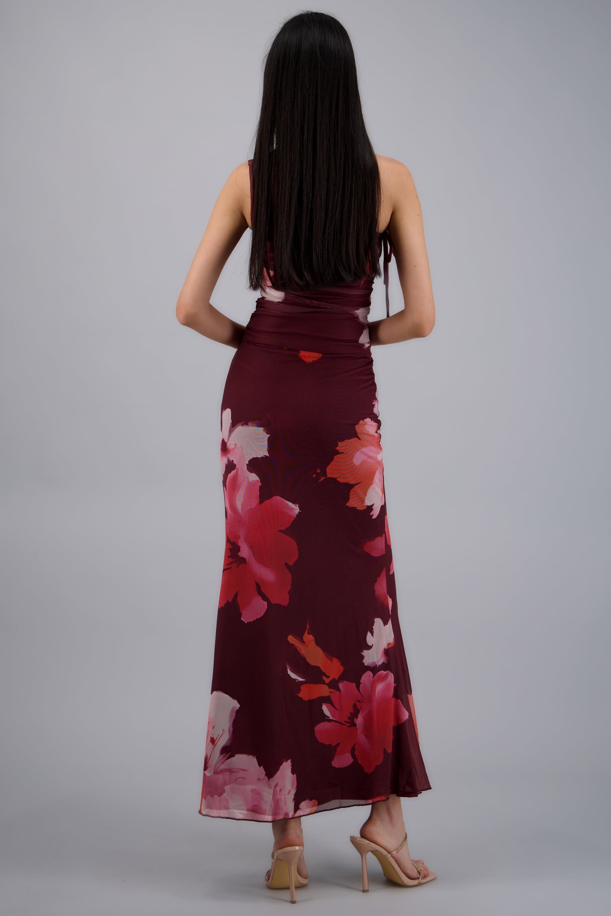 Falda midi estampado flores VINO COMBO