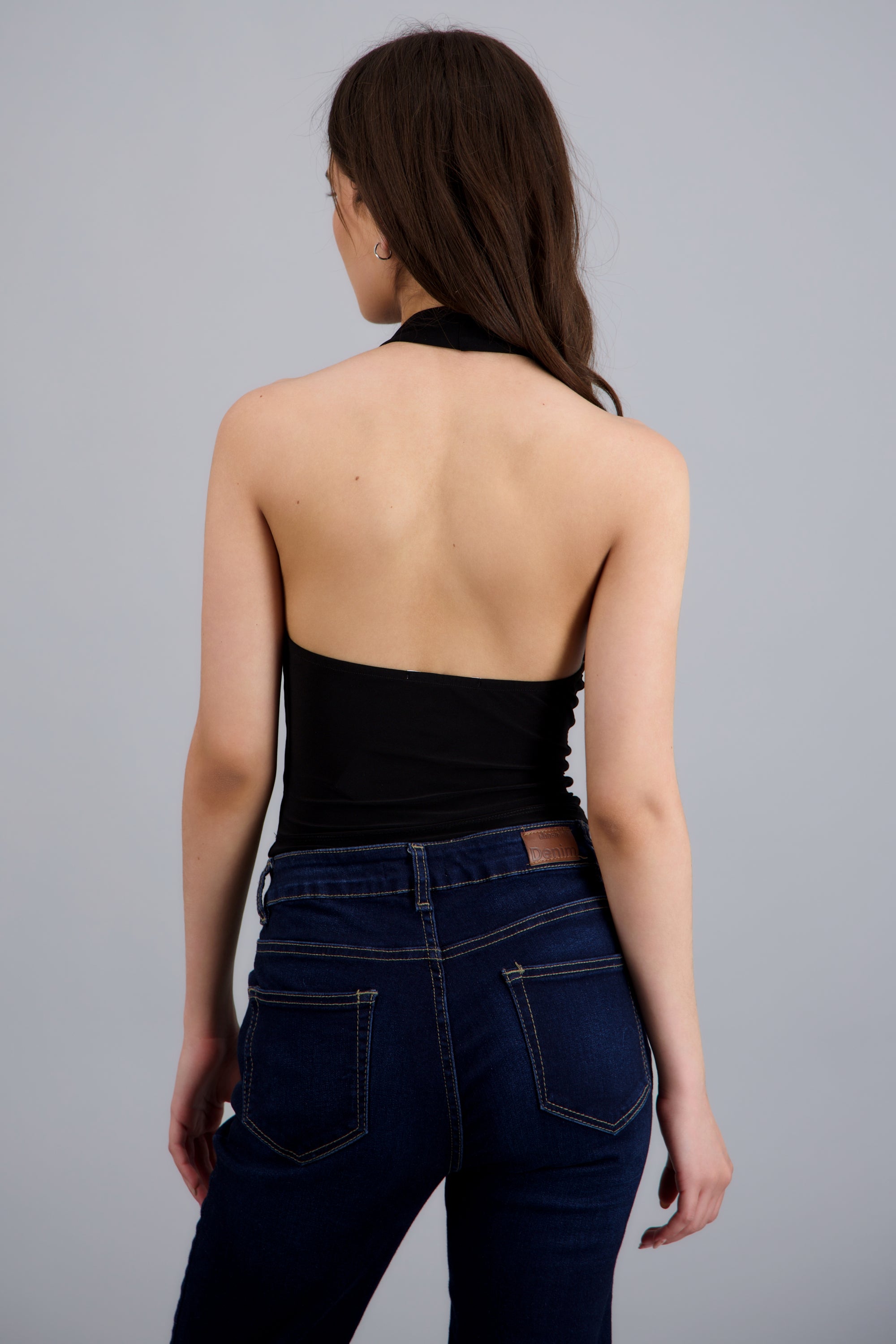 Top escote cascada detalle cuello NEGRO