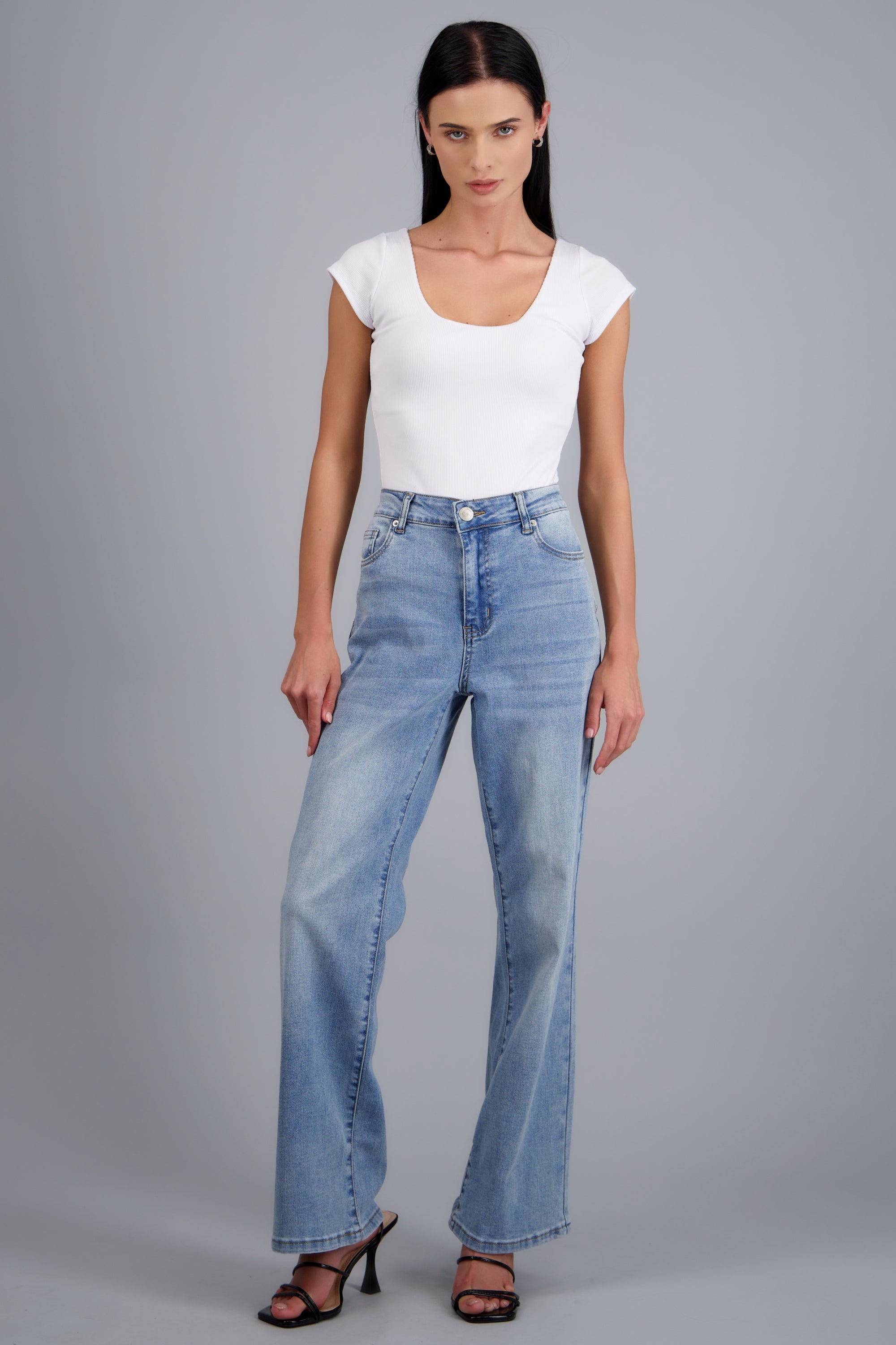 Jeans straight estrella animal print LIGHT WASH