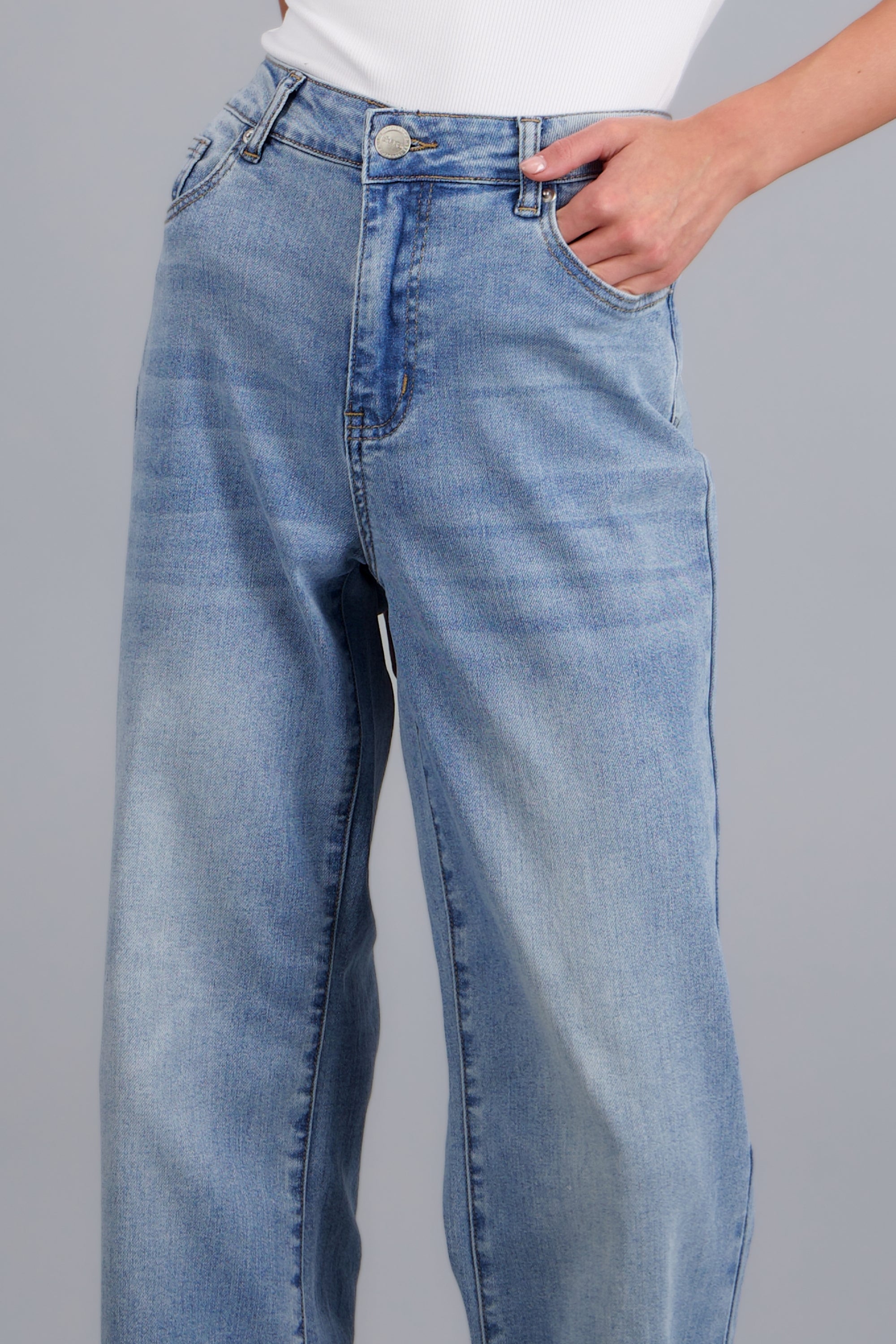 Jeans straight estrella animal print LIGHT WASH