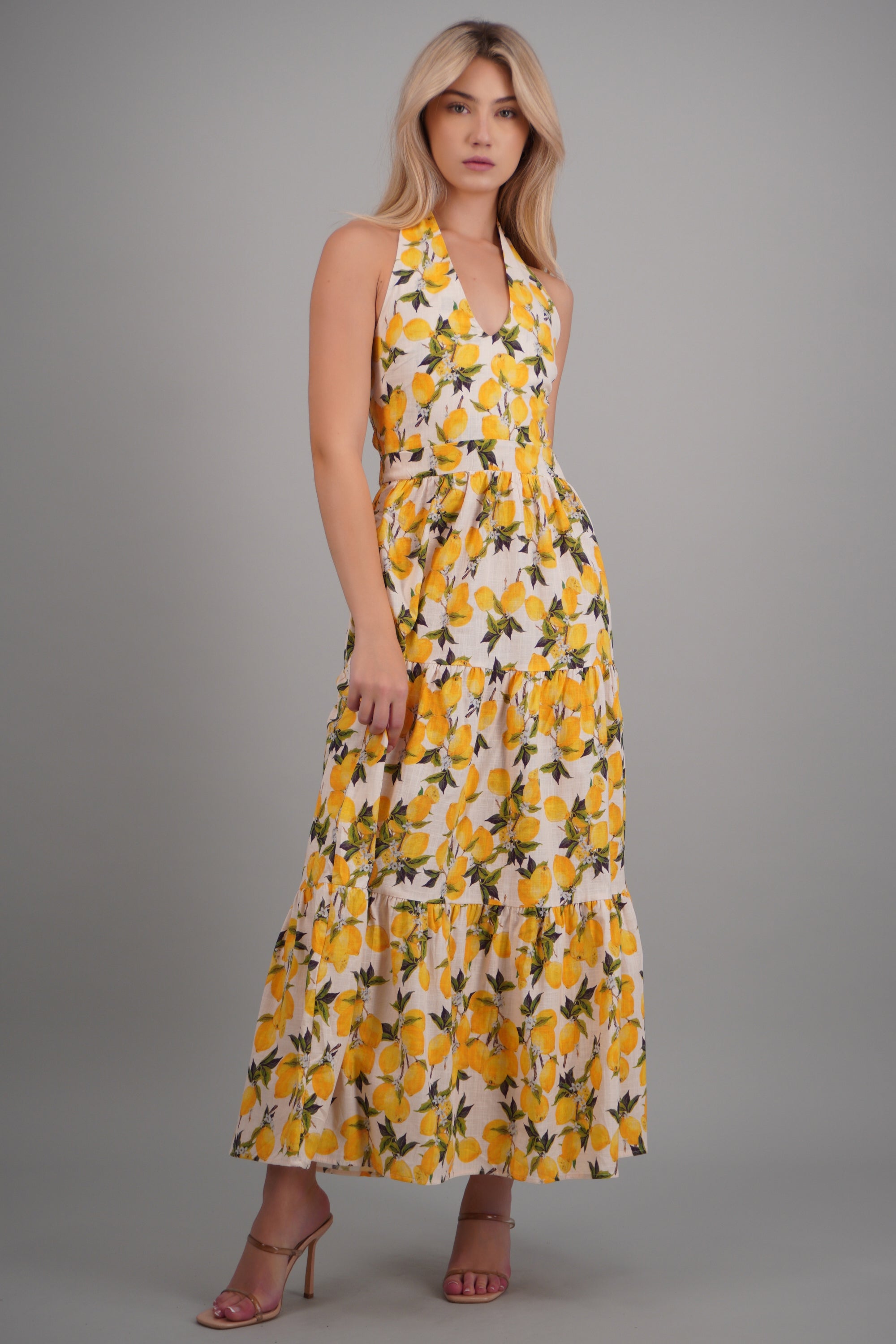 Maxi vestido estampado AMARILLO COMBO