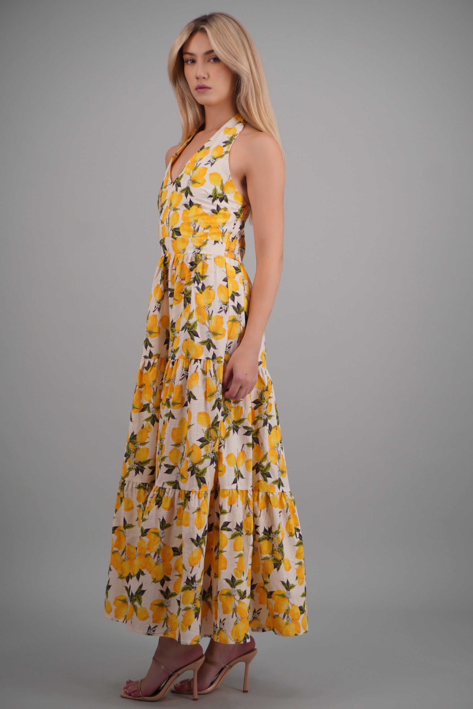 Maxi vestido estampado AMARILLO COMBO