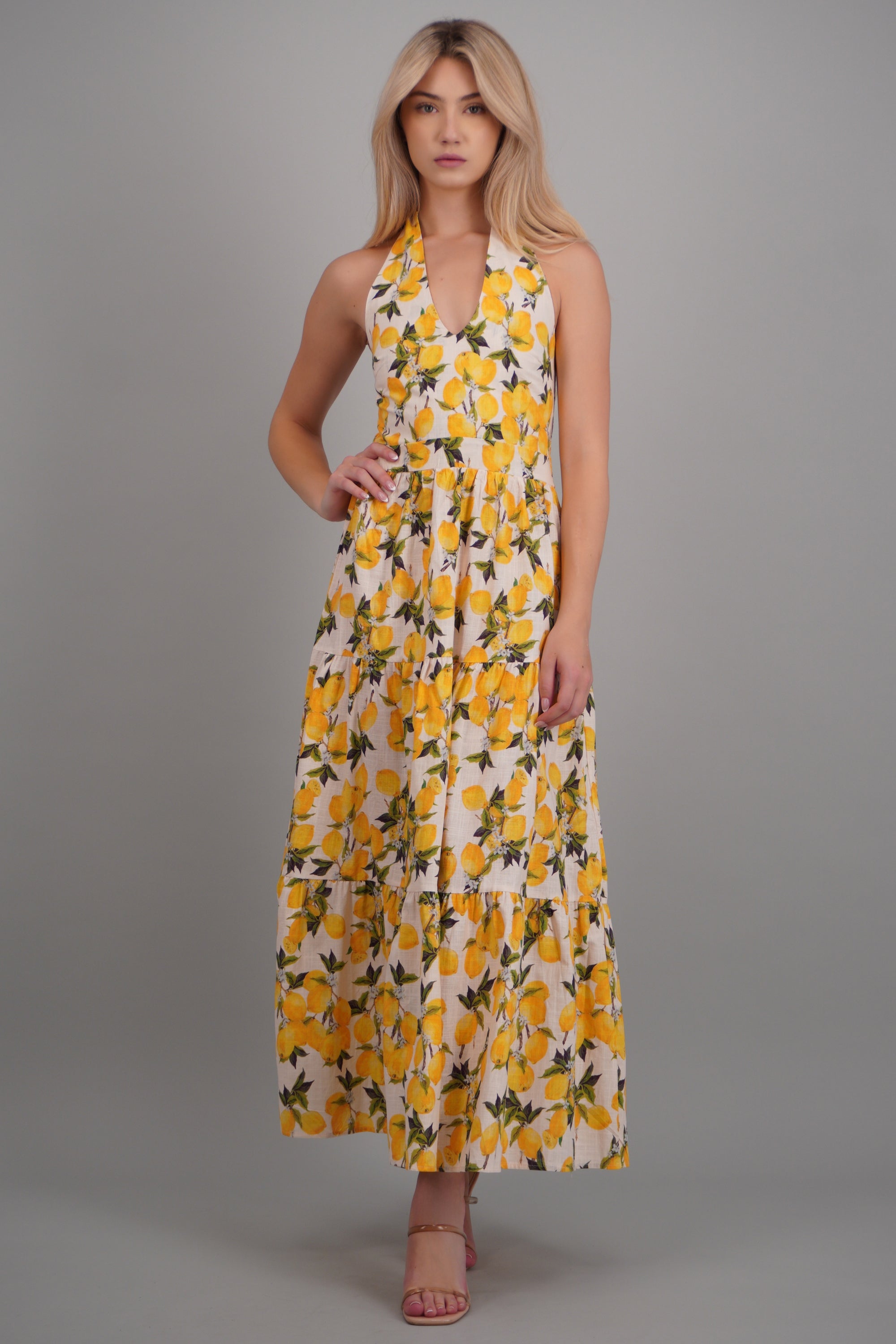 Maxi vestido estampado AMARILLO COMBO