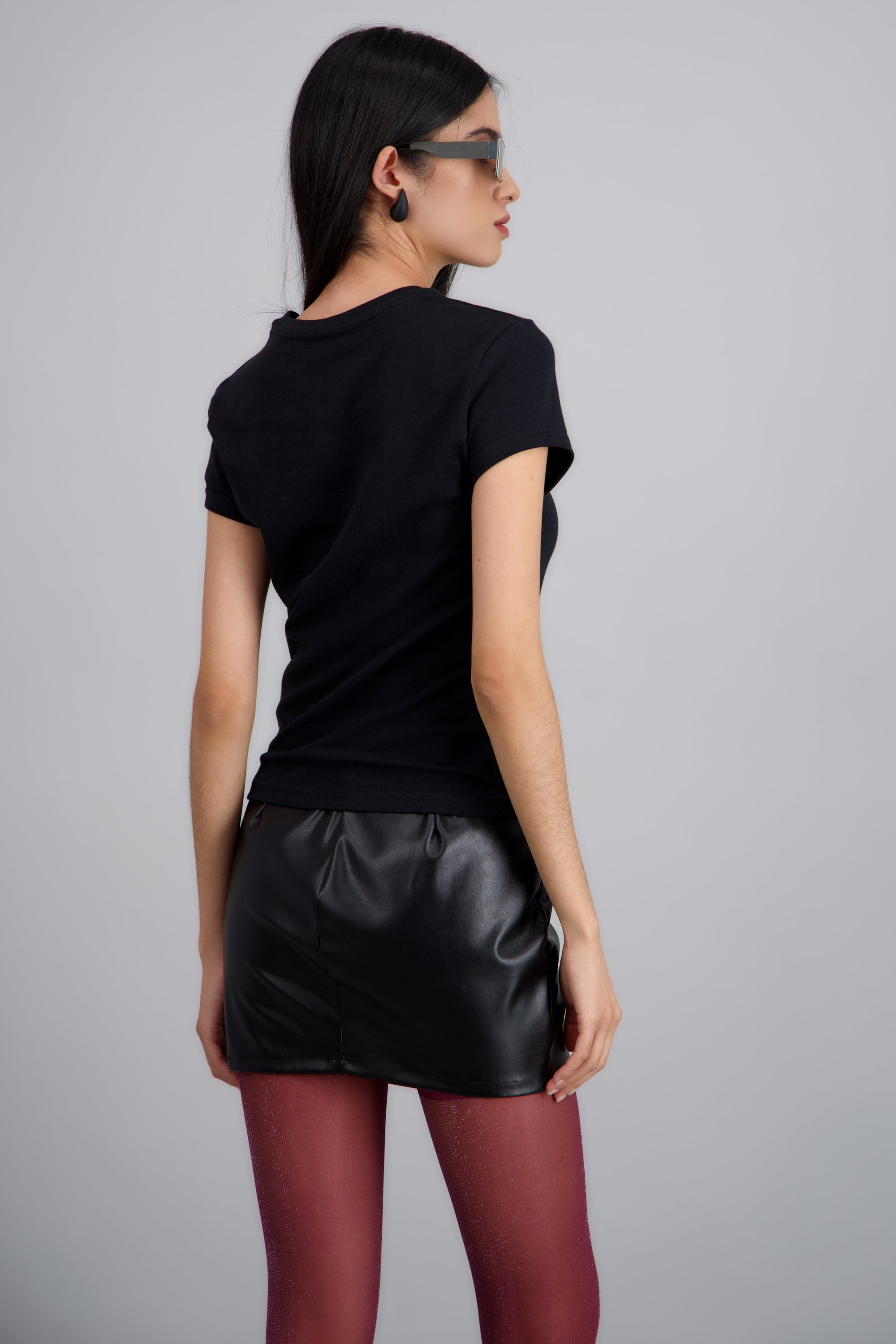 CROP FIT ROLLING STONES MANGA CORTA NEGRO