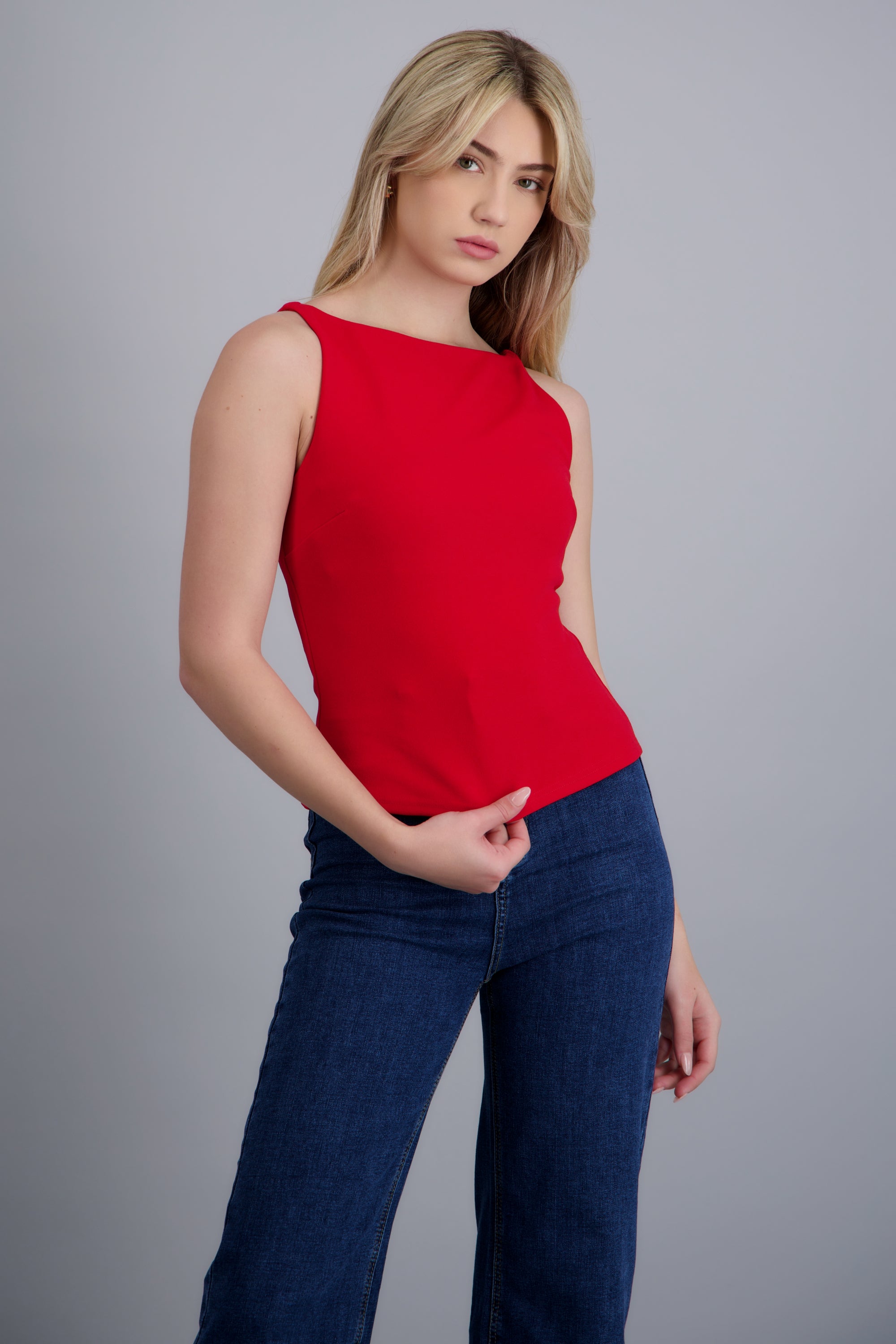 Top halter liso ROJO