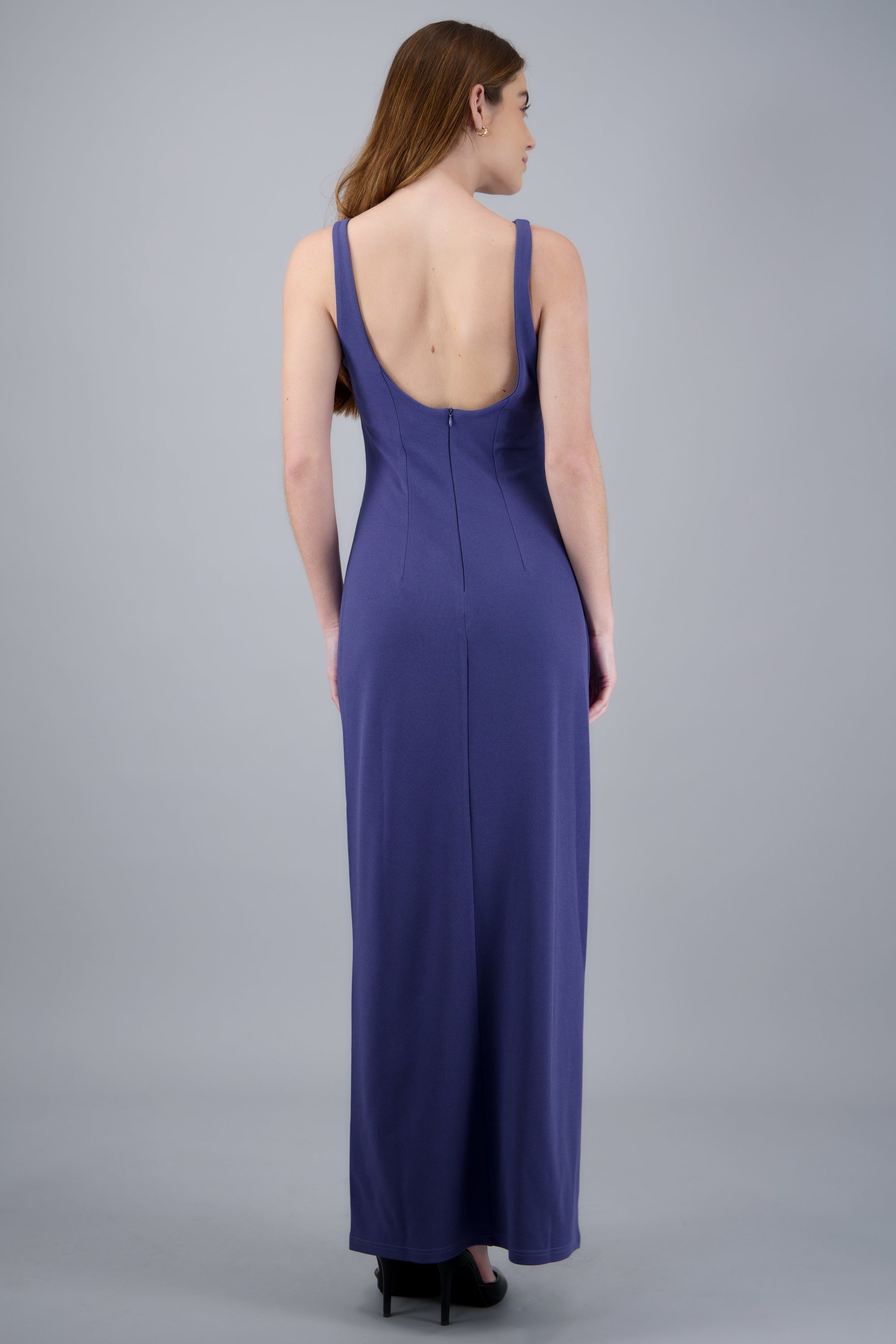 Vestido maxi halter liso AZUL