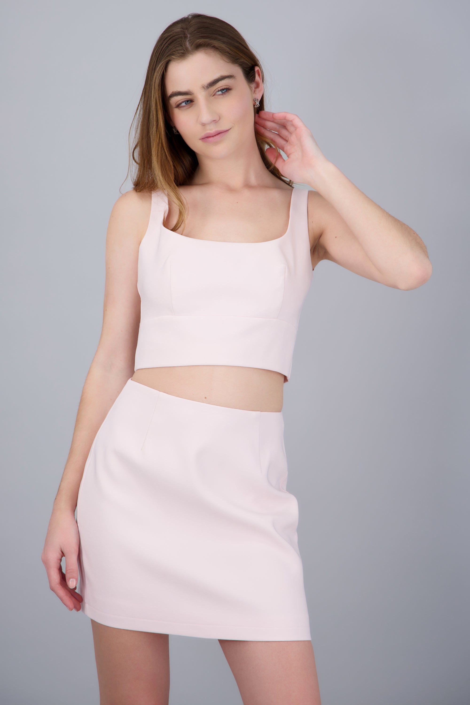 Crop top estructurado sin mangas ROSA PASTEL