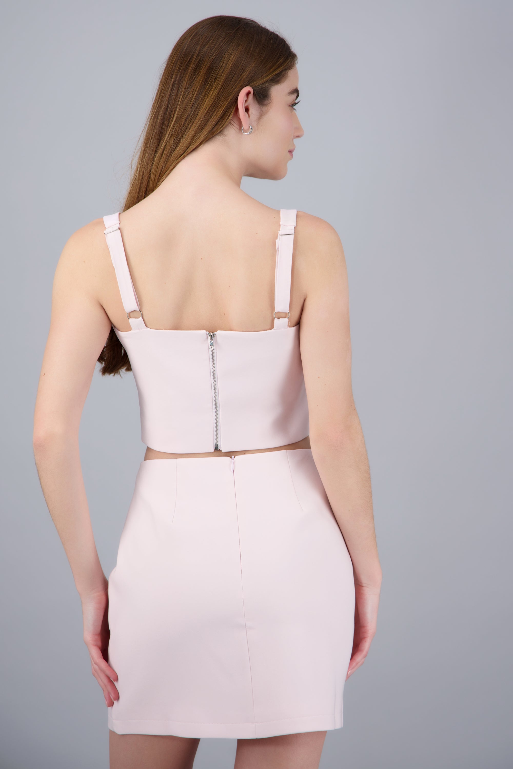 Crop top estructurado sin mangas ROSA PASTEL
