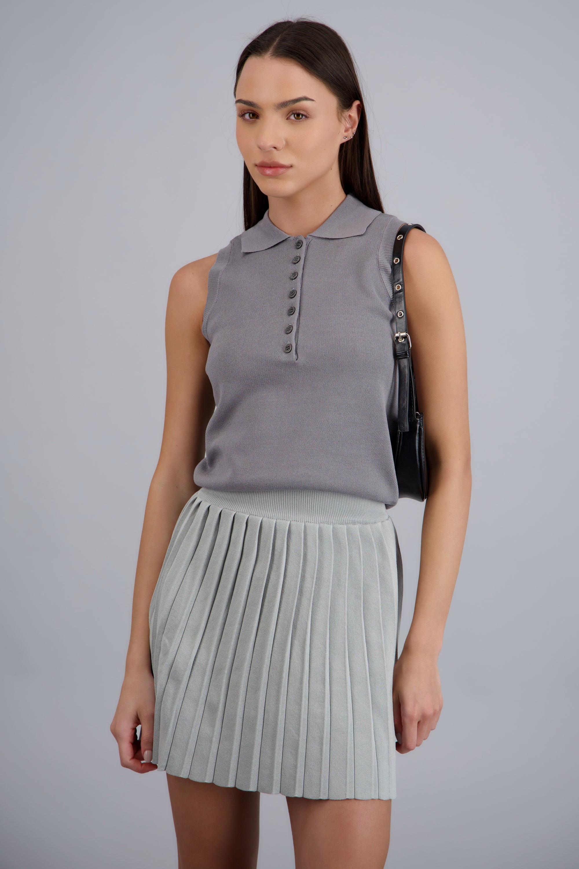 Chaleco punto detalle botones GRIS