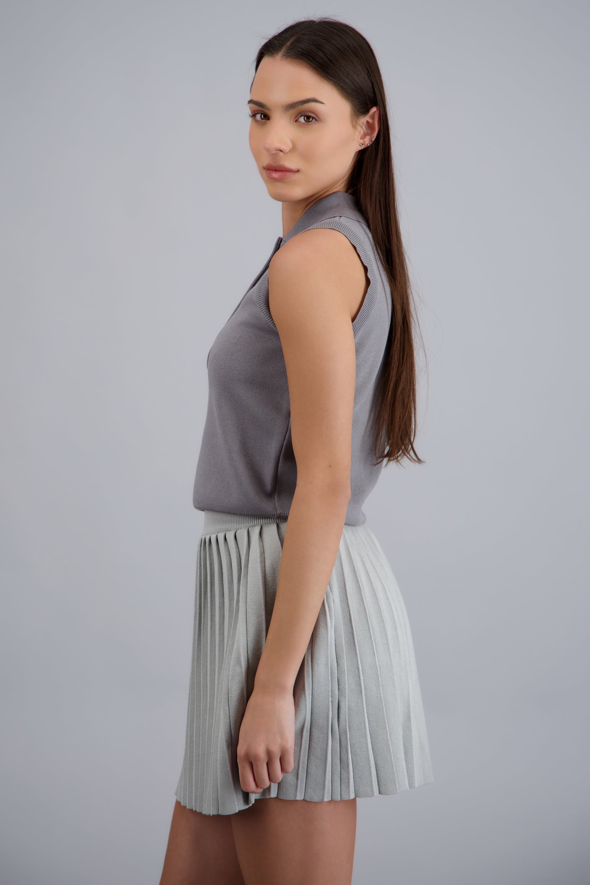 Chaleco punto detalle botones GRIS