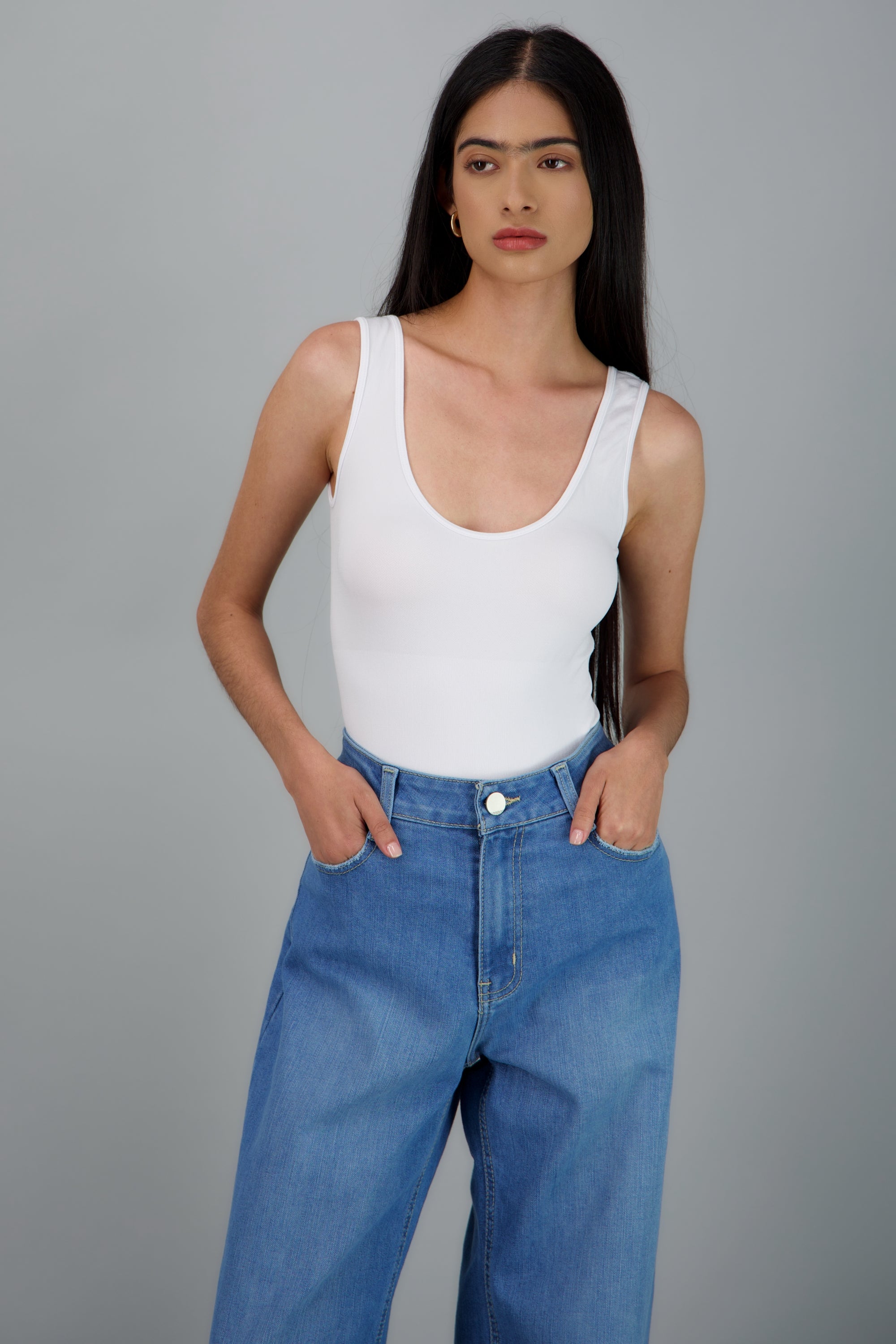 Bodysuit con compresion de abdomen BLANCO