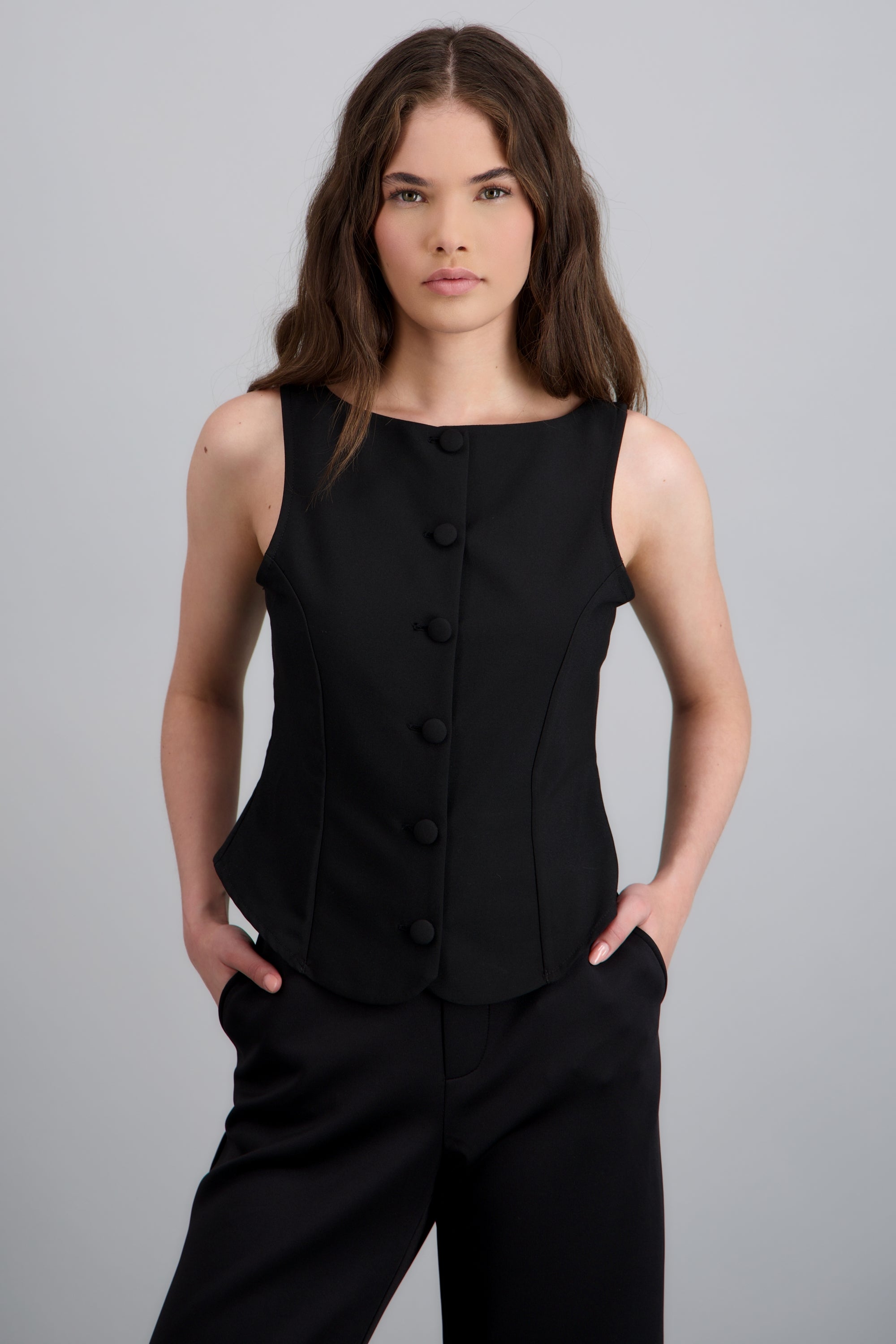 Chaleco sastre botones forrados NEGRO