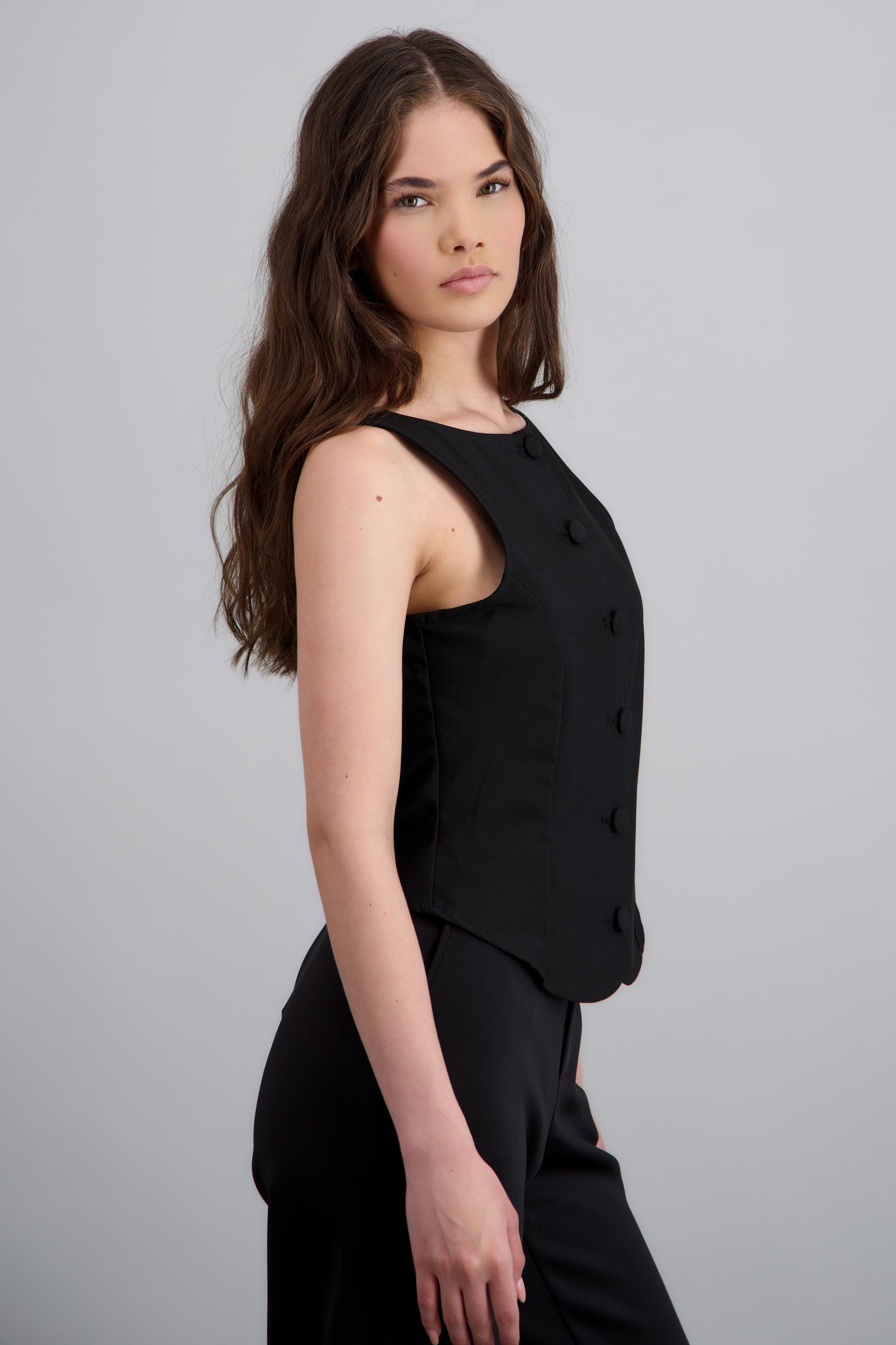 Chaleco sastre botones forrados NEGRO