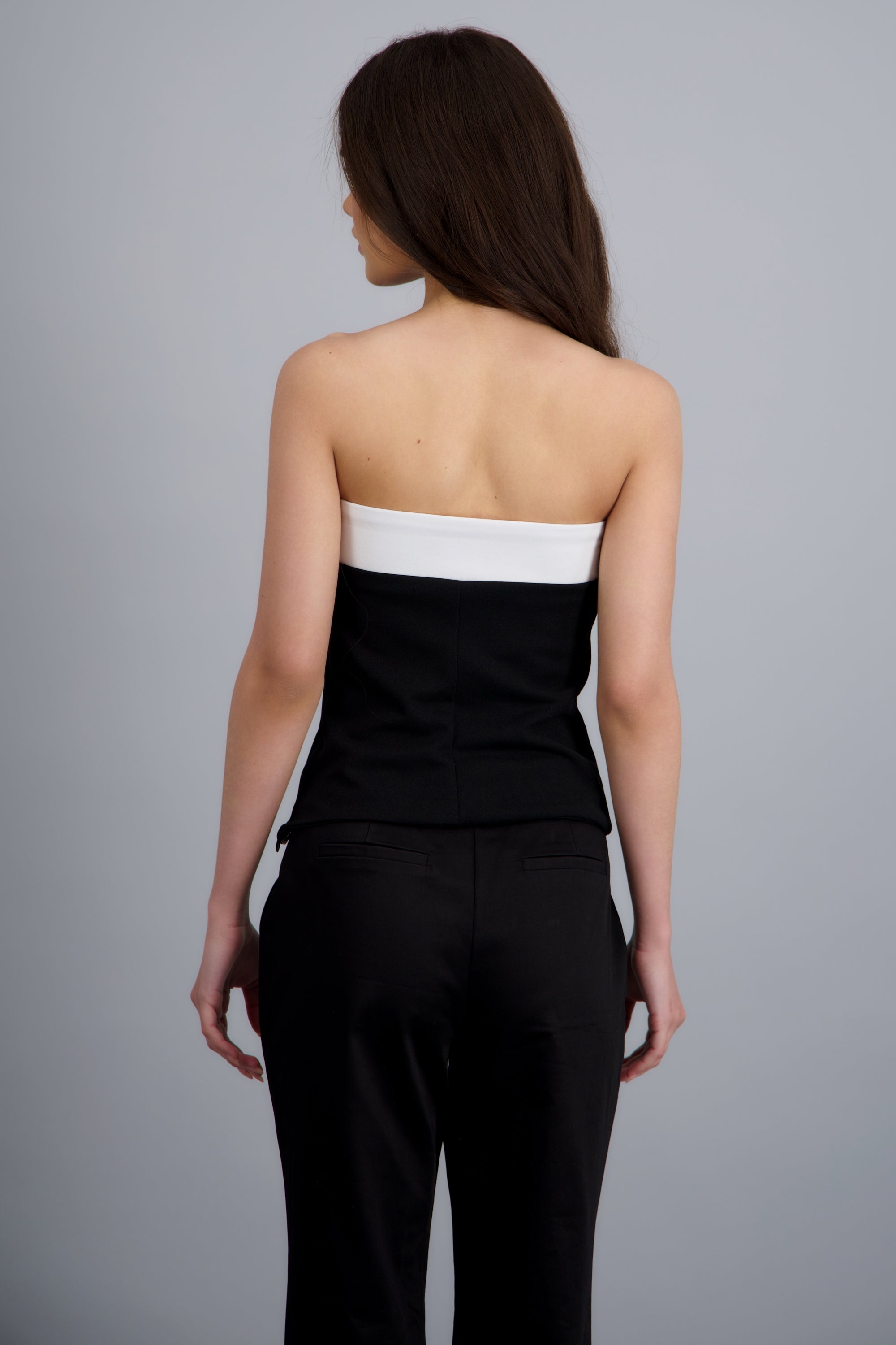Top strapless contraste NEGRO COMBO