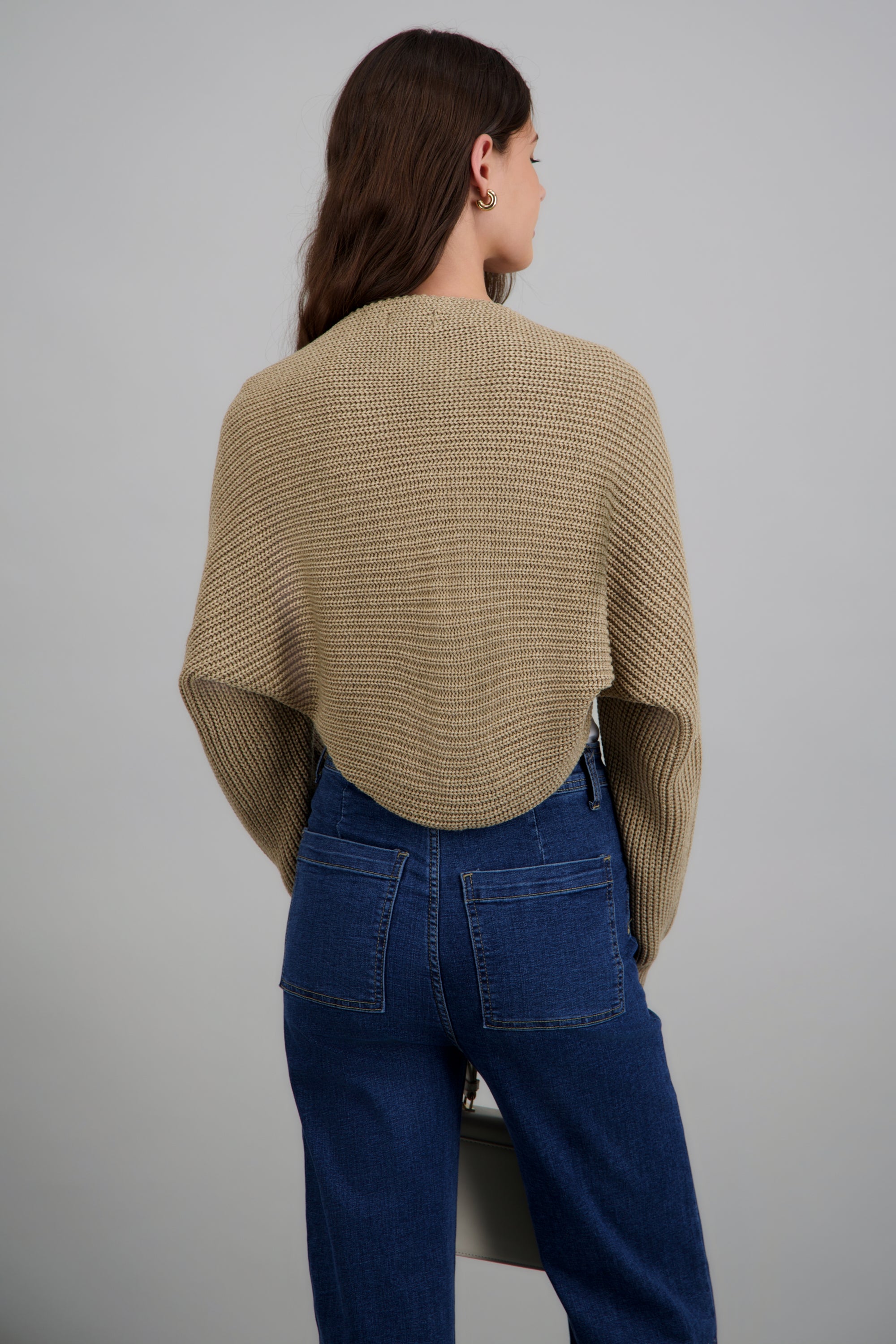 Cardigan bolero en tejido BEIGE