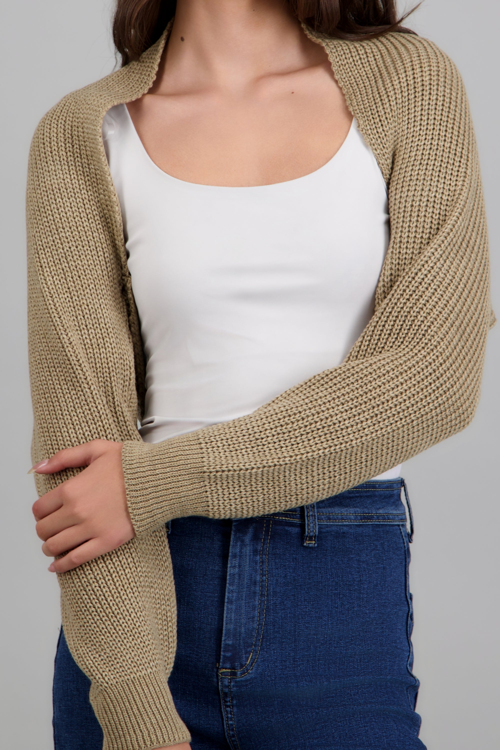 Cardigan bolero en tejido BEIGE