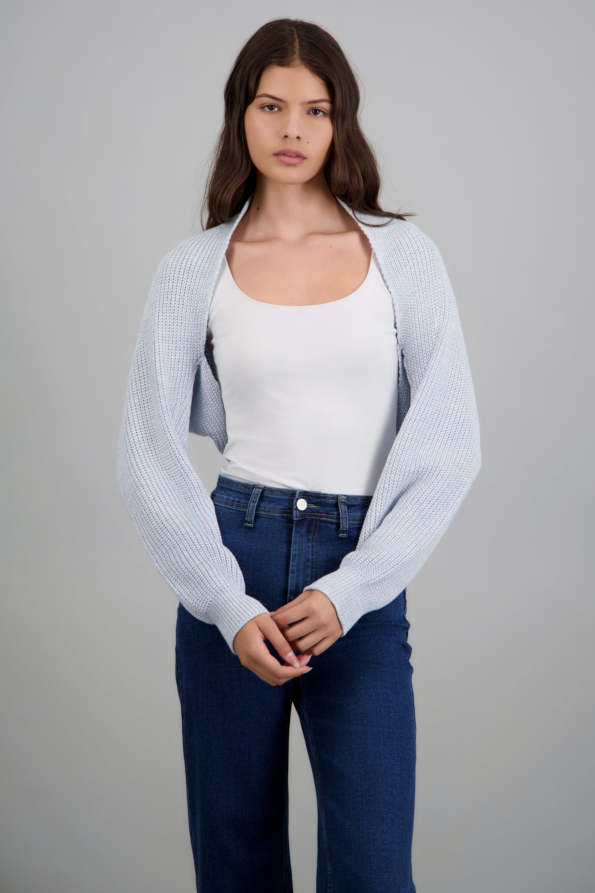 Cardigan bolero en tejido AZUL CIELO
