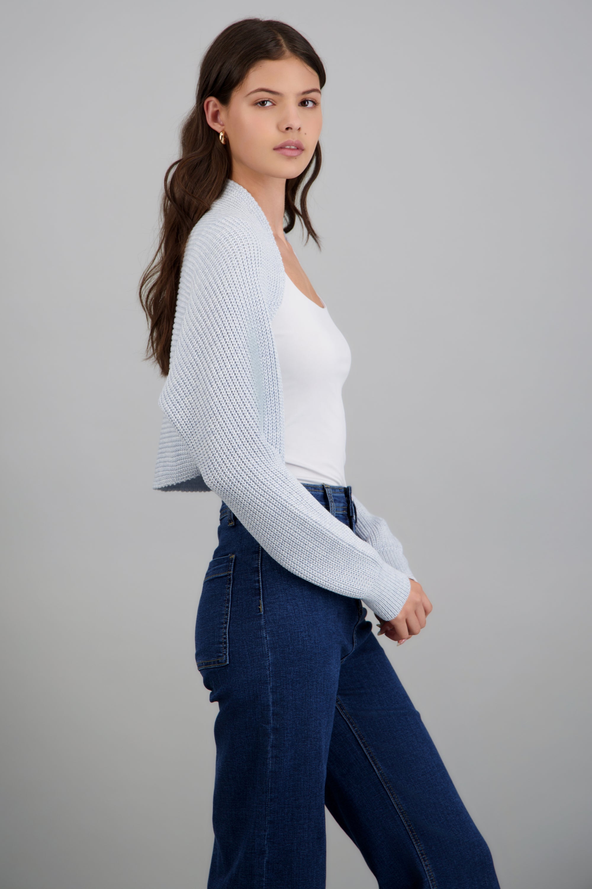 Cardigan bolero en tejido AZUL CIELO