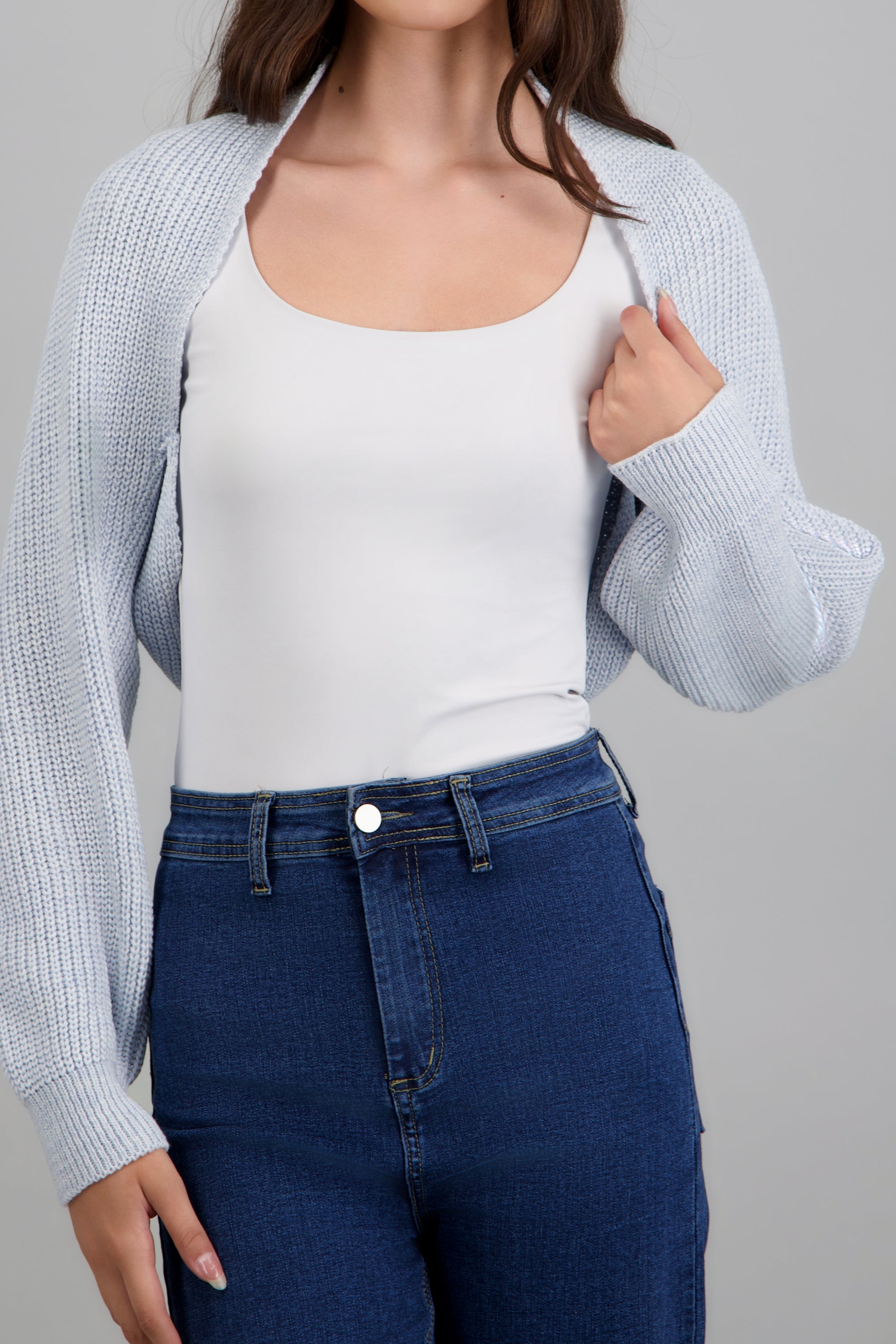 Cardigan bolero en tejido AZUL CIELO